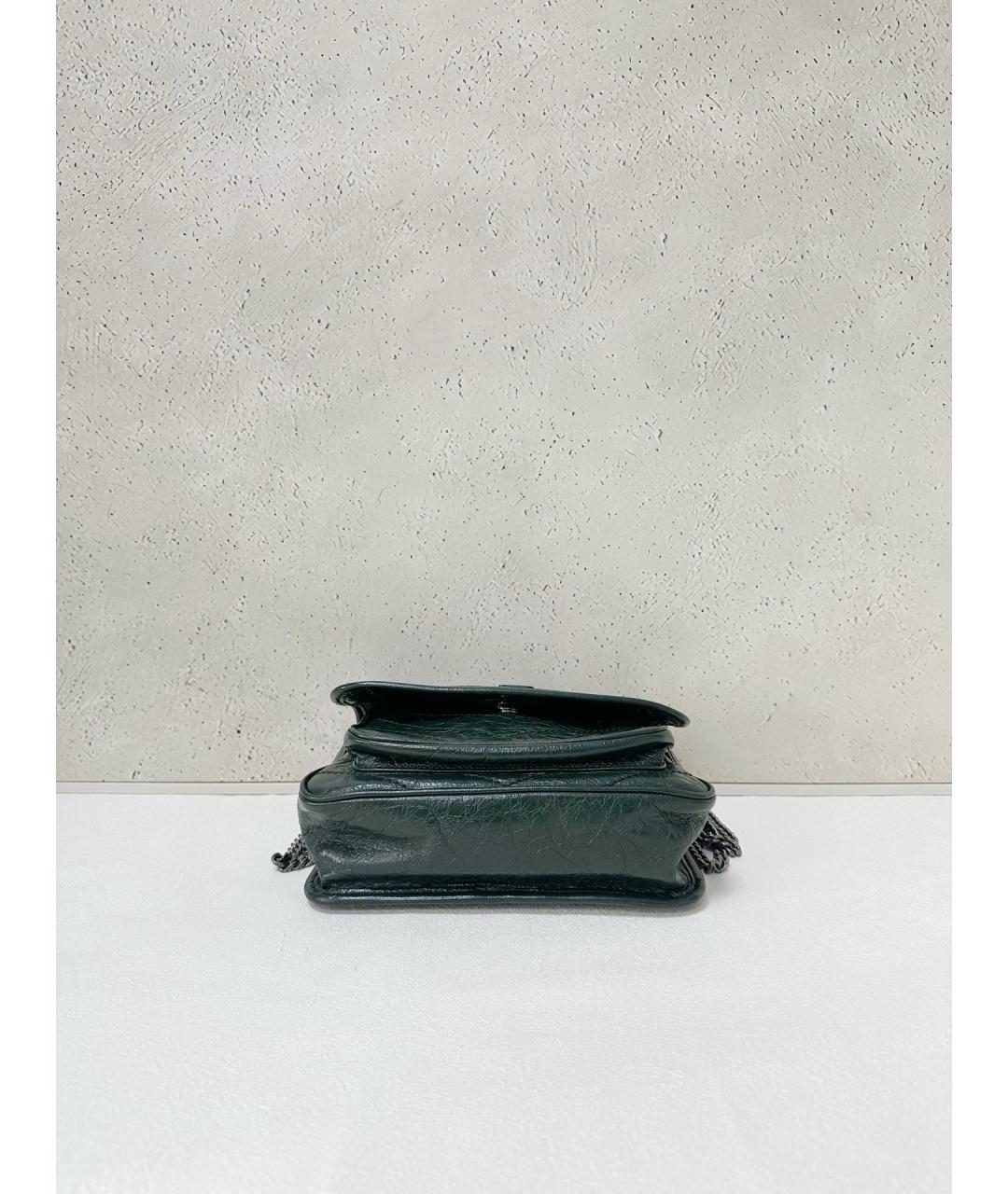 SAINT LAURENT Зеленая кожаная сумка через плечо, фото 5