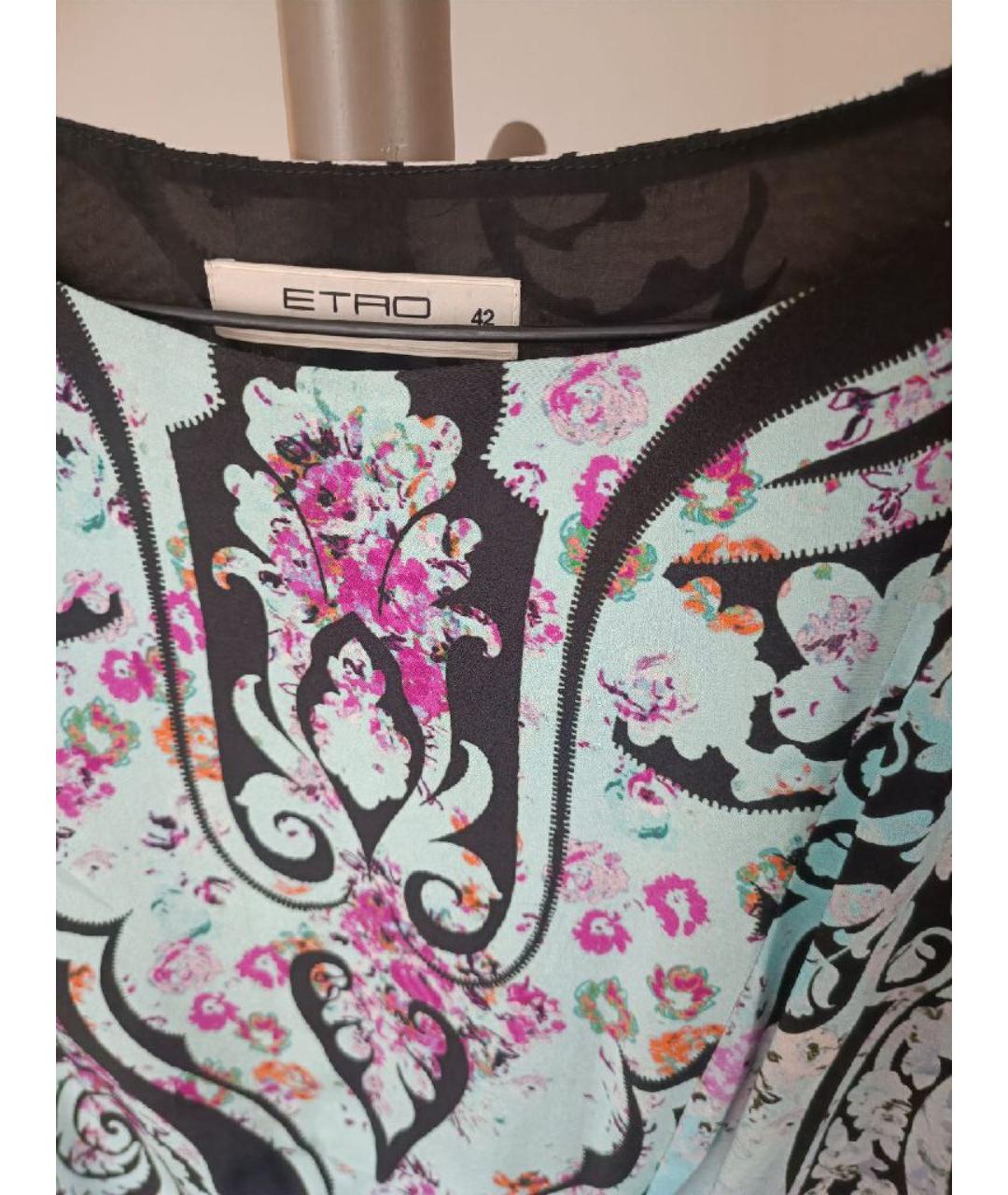 ETRO Бирюзовое шелковое повседневное платье, фото 3