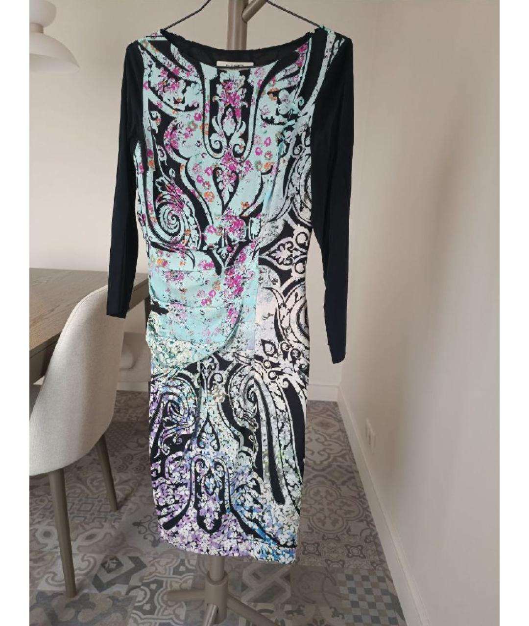 ETRO Бирюзовое шелковое повседневное платье, фото 6