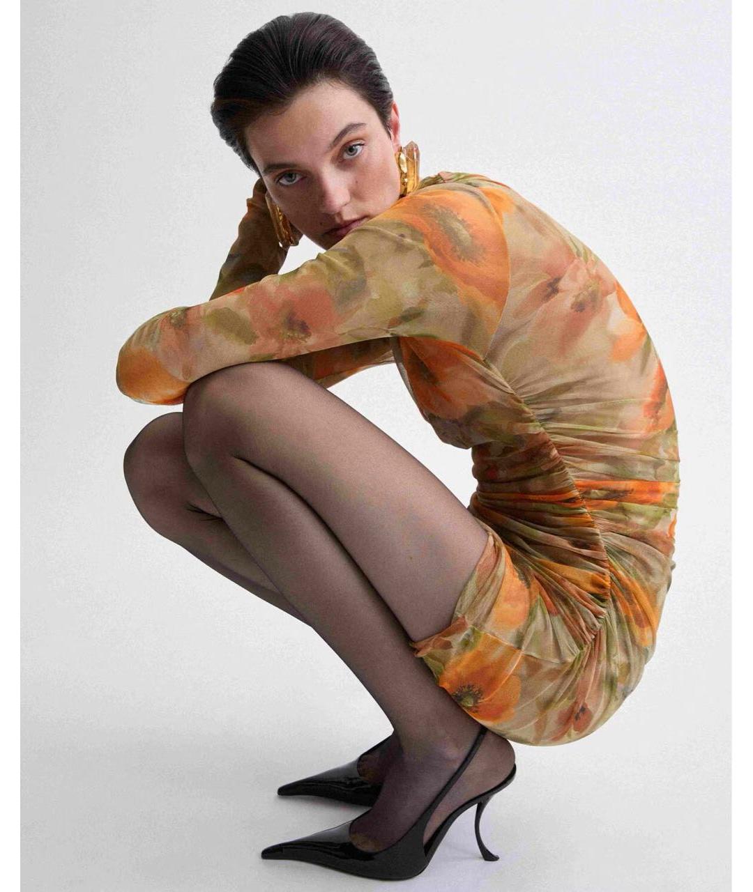 SAINT LAURENT Оранжевое полиамидовое повседневное платье, фото 2