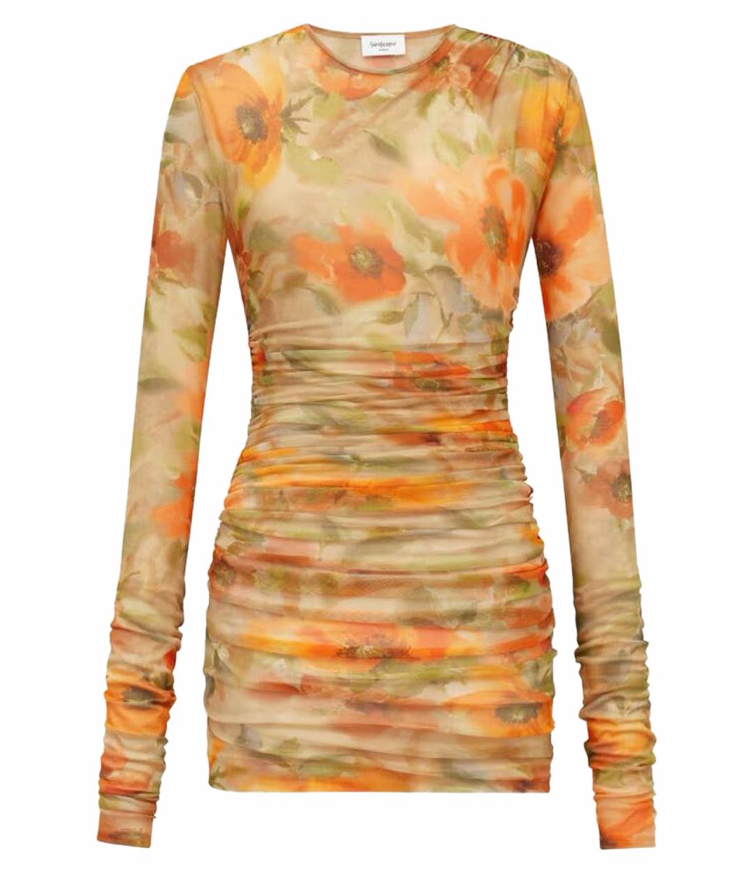 SAINT LAURENT Оранжевое полиамидовое повседневное платье, фото 1