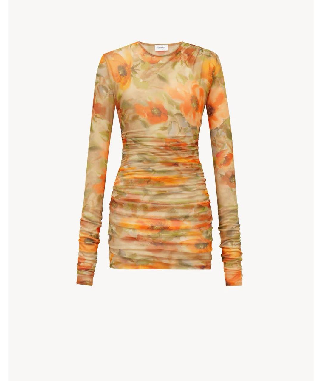 SAINT LAURENT Оранжевое полиамидовое повседневное платье, фото 4