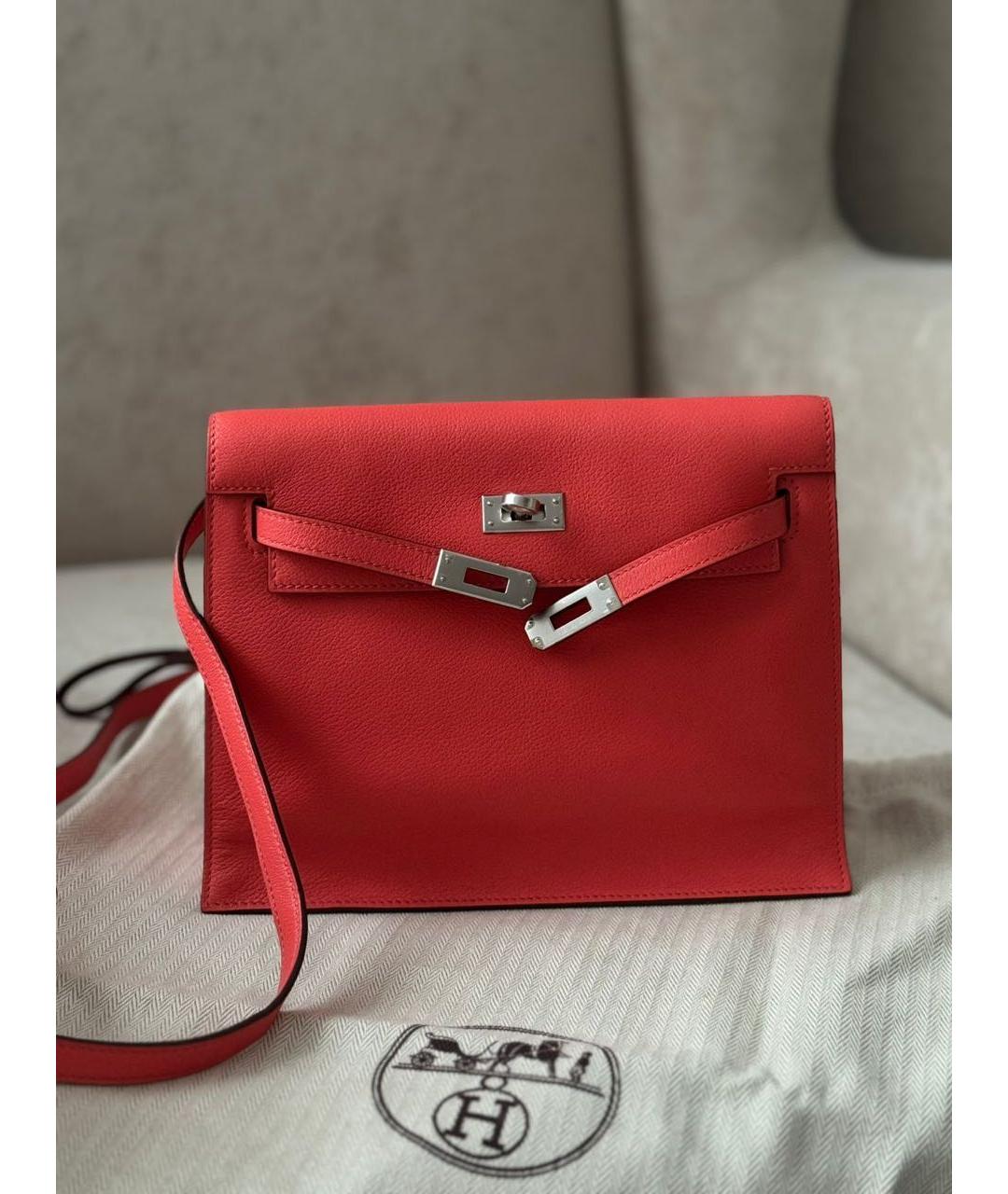 HERMES Красная кожаная сумка через плечо, фото 9