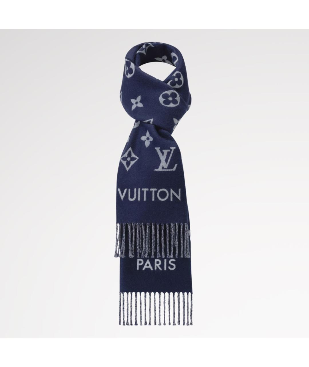 LOUIS VUITTON Темно-синий шерстяной шарф, фото 2