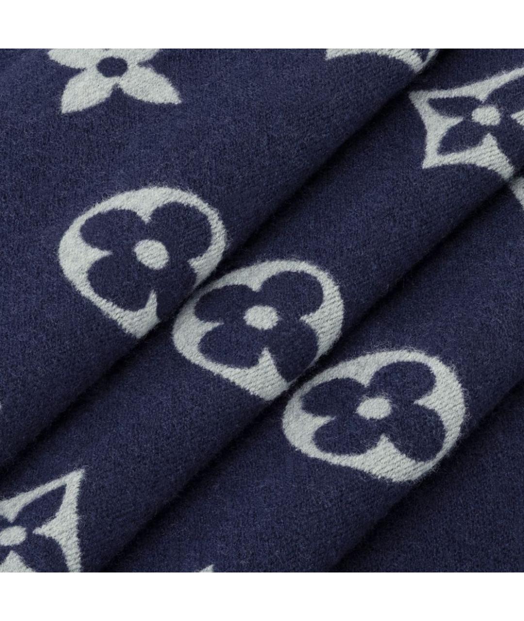 LOUIS VUITTON Темно-синий шерстяной шарф, фото 5