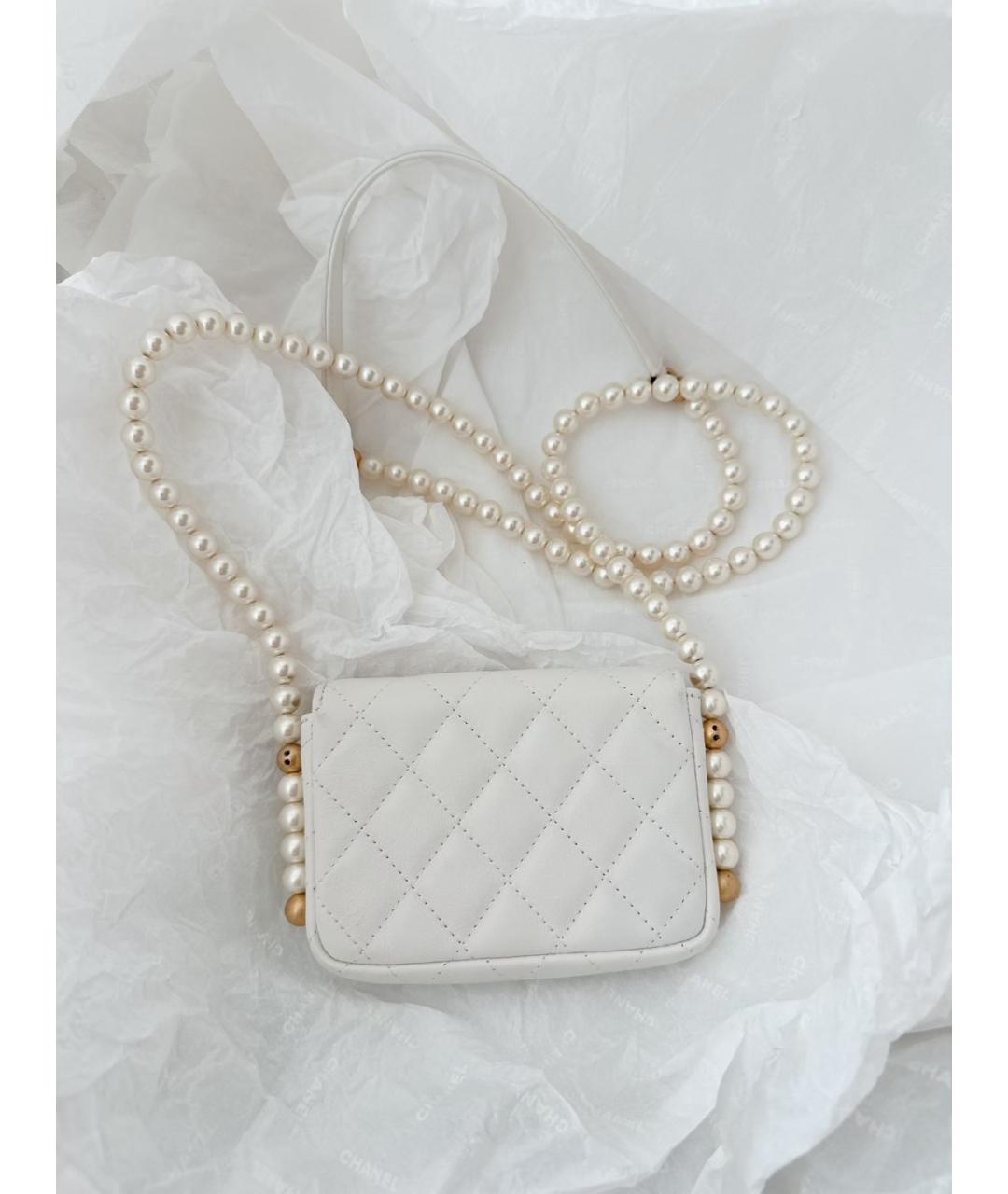 CHANEL Белая кожаная сумка через плечо, фото 2