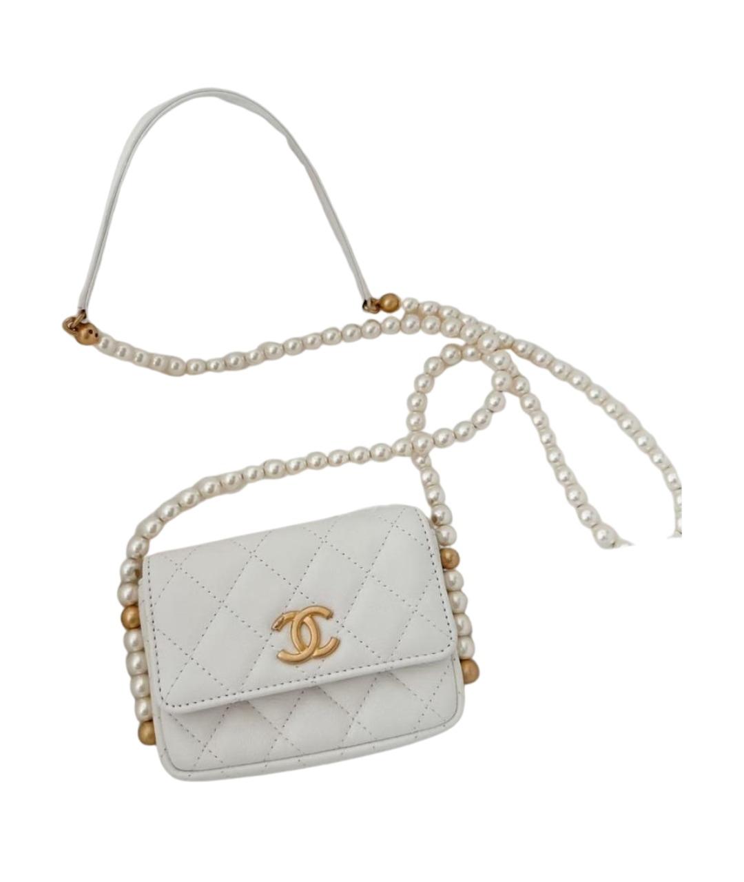 CHANEL Белая кожаная сумка через плечо, фото 1