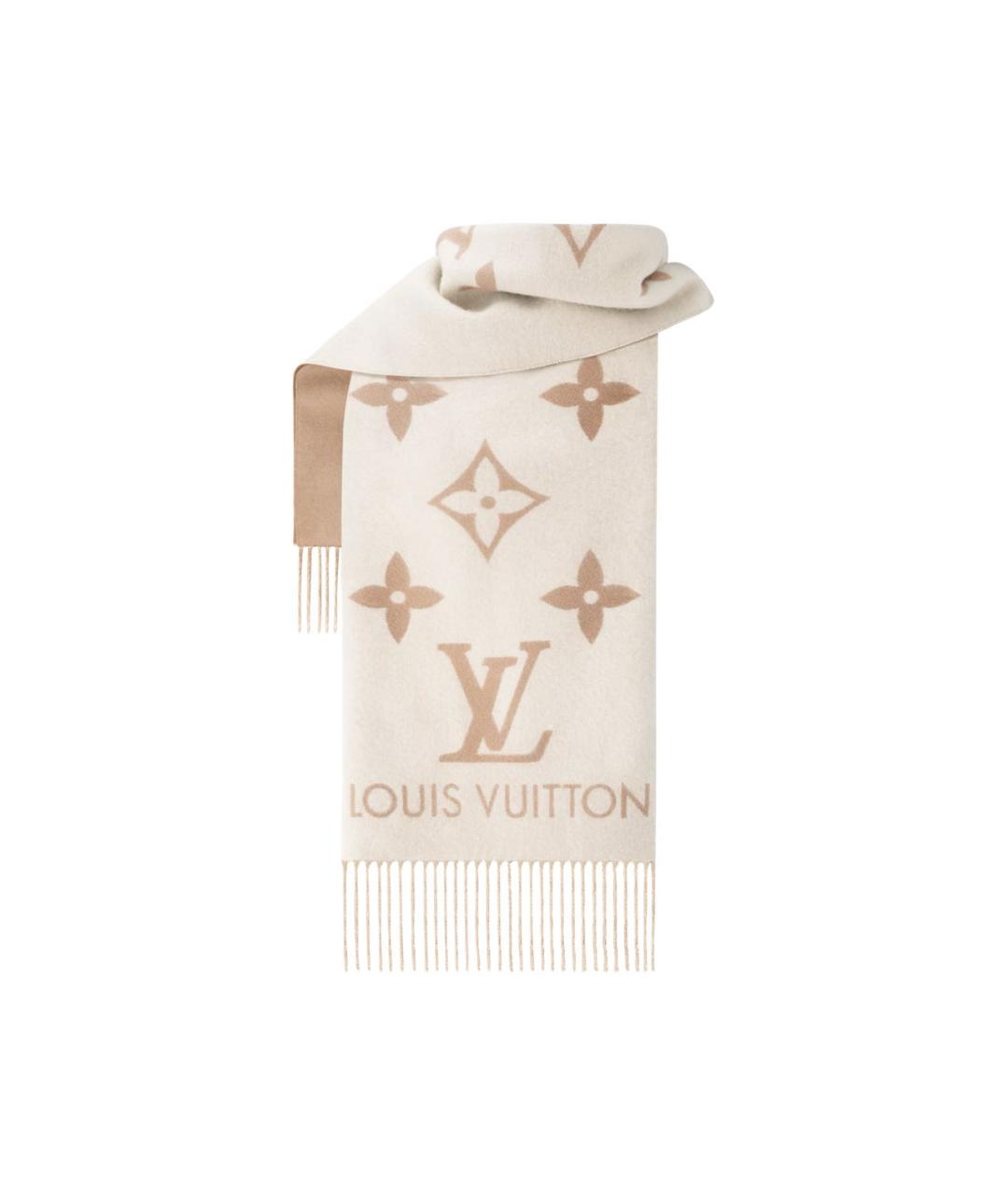LOUIS VUITTON Бежевый кашемировый шарф, фото 2
