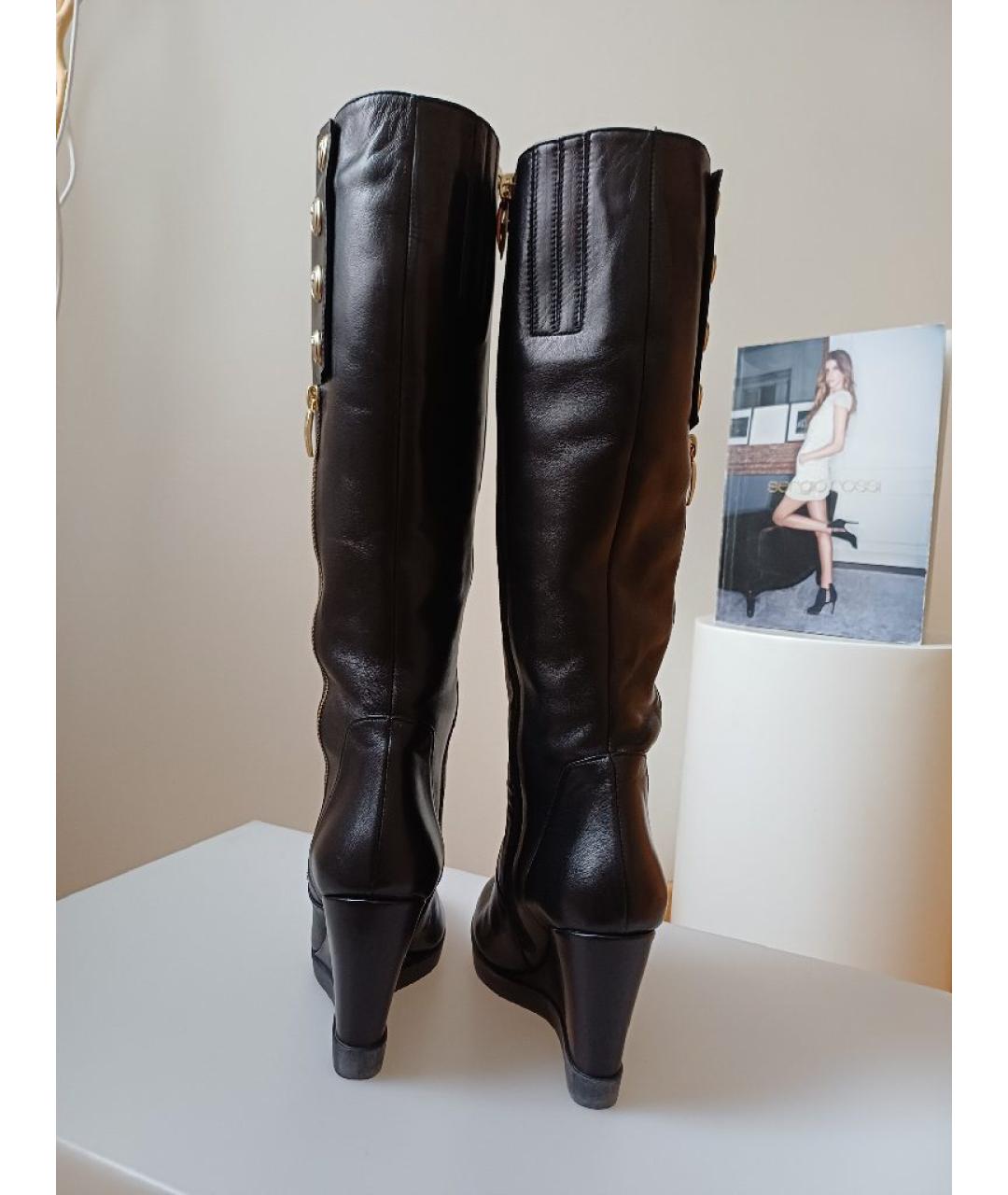 CESARE PACIOTTI Черные кожаные сапоги, фото 7