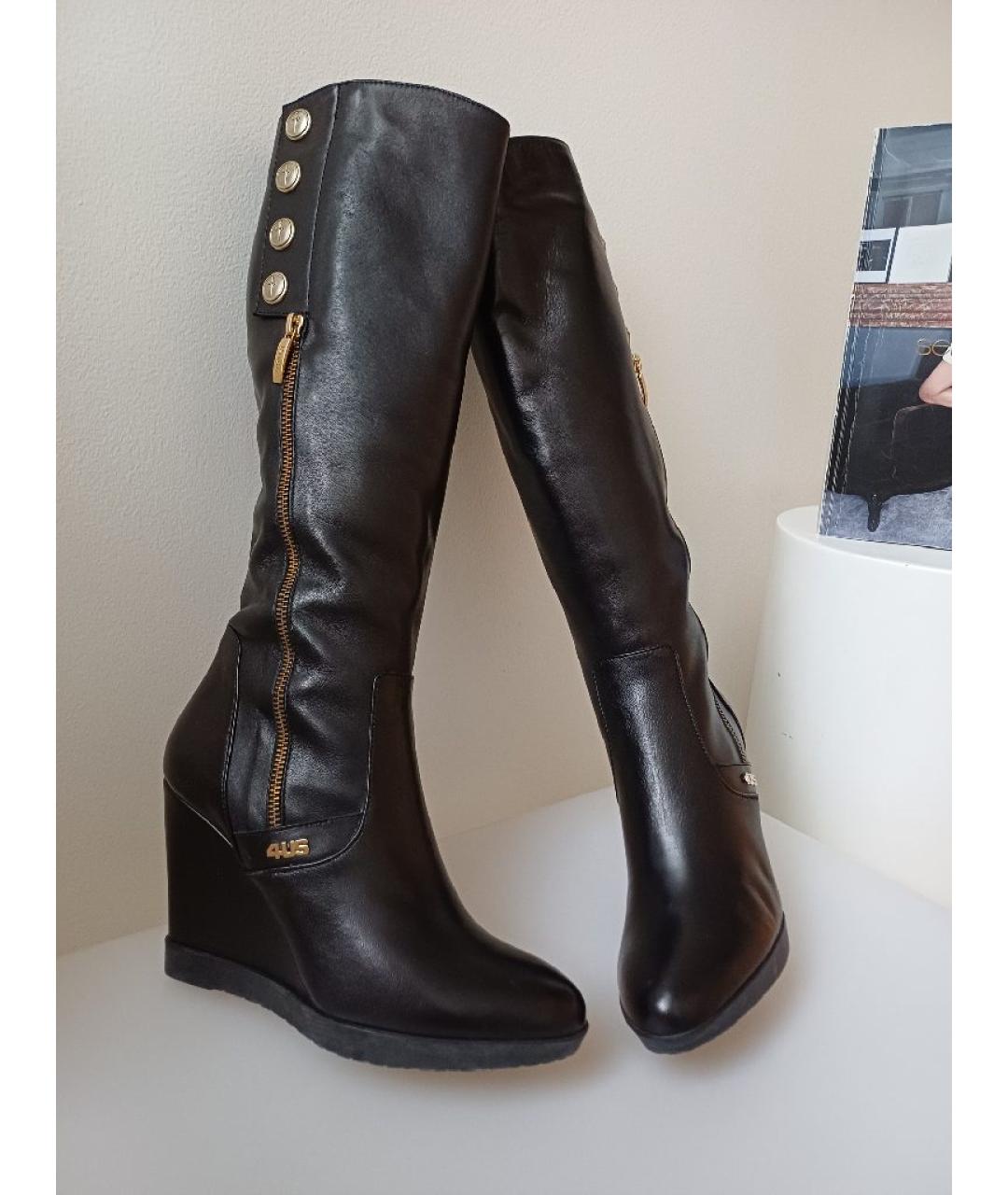 CESARE PACIOTTI Черные кожаные сапоги, фото 4