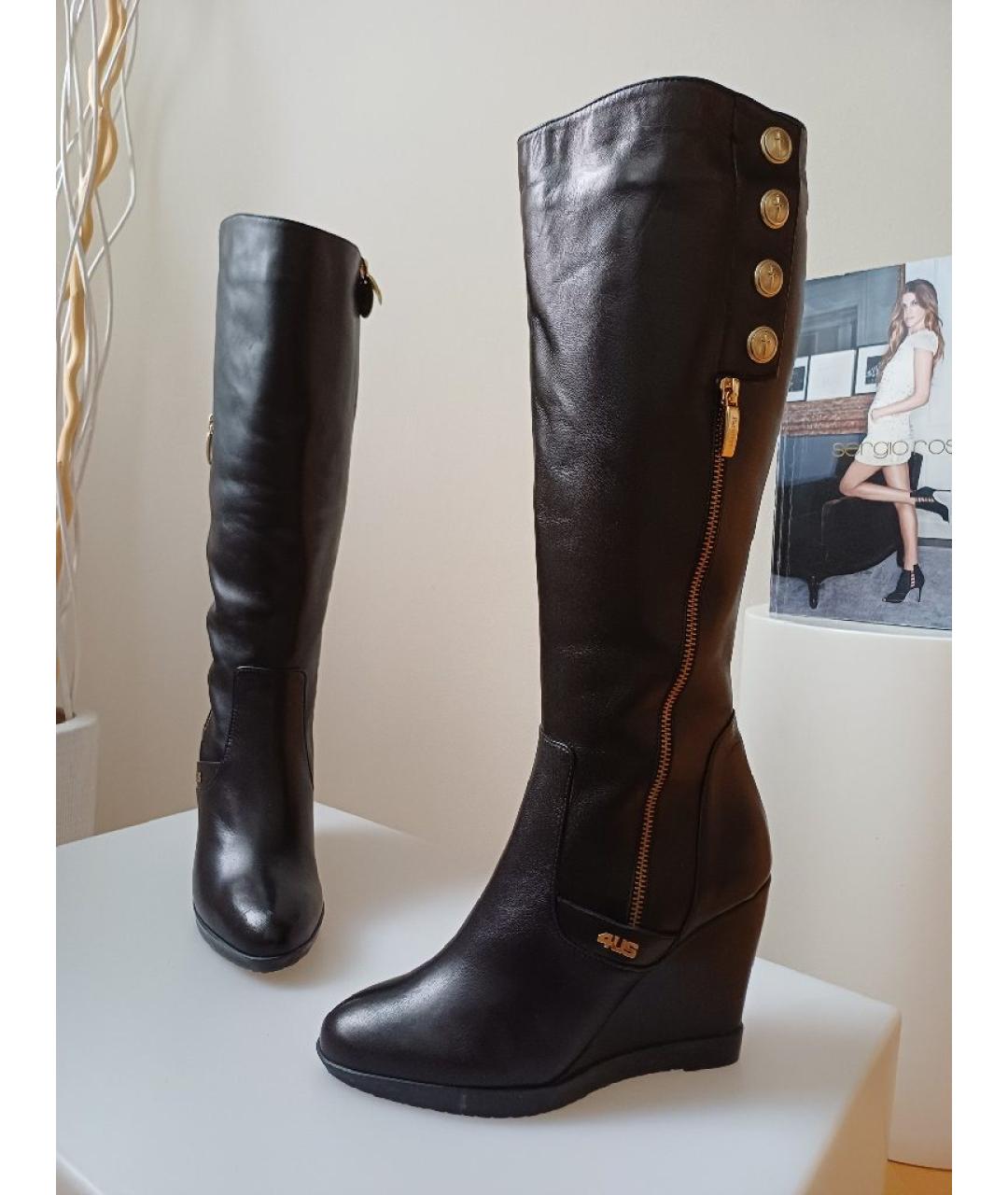 CESARE PACIOTTI Черные кожаные сапоги, фото 5