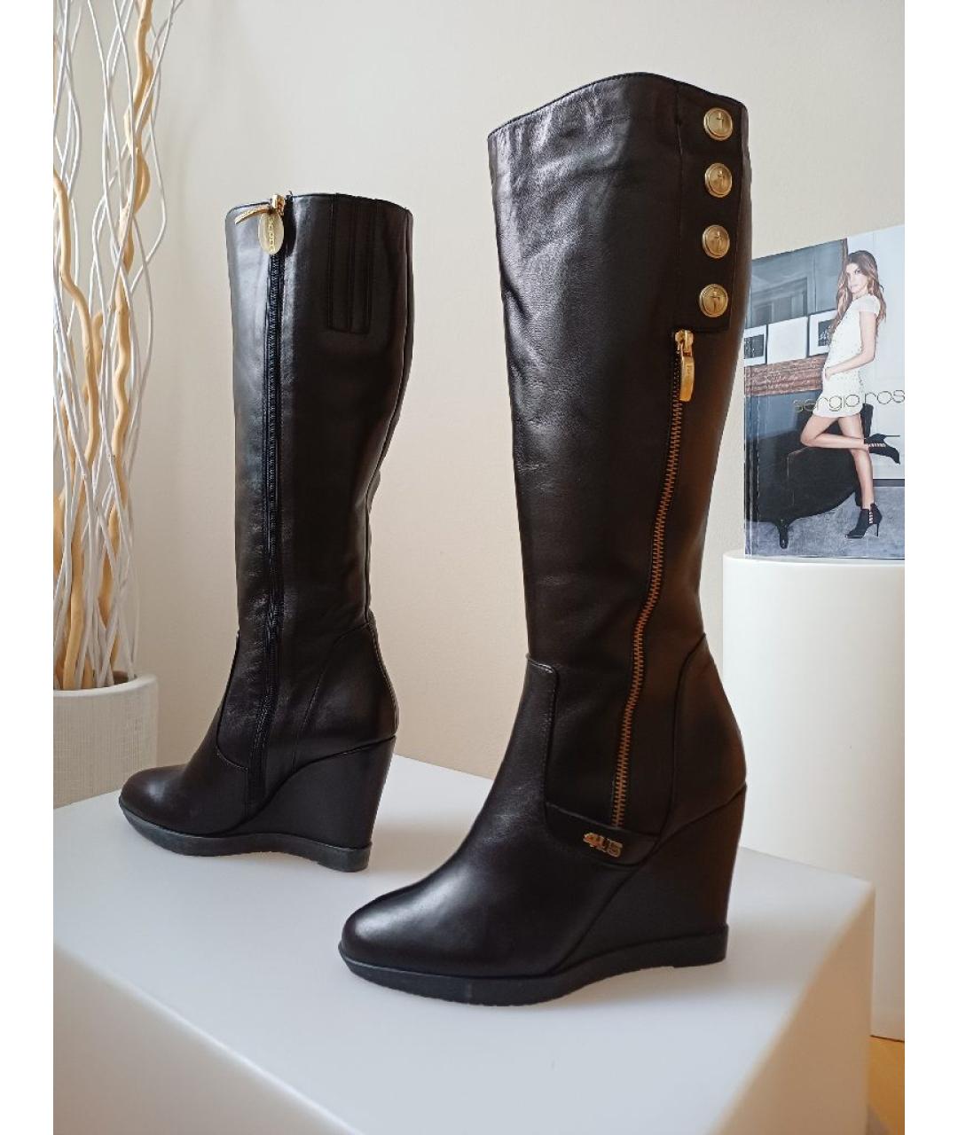 CESARE PACIOTTI Черные кожаные сапоги, фото 2