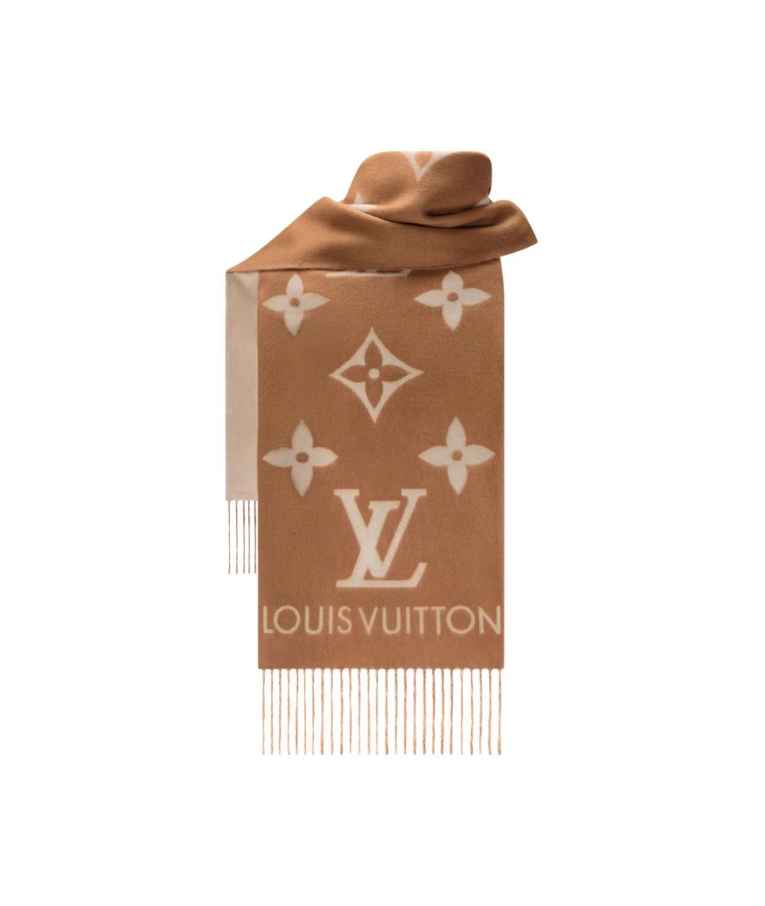 LOUIS VUITTON Коричневый кашемировый шарф, фото 2