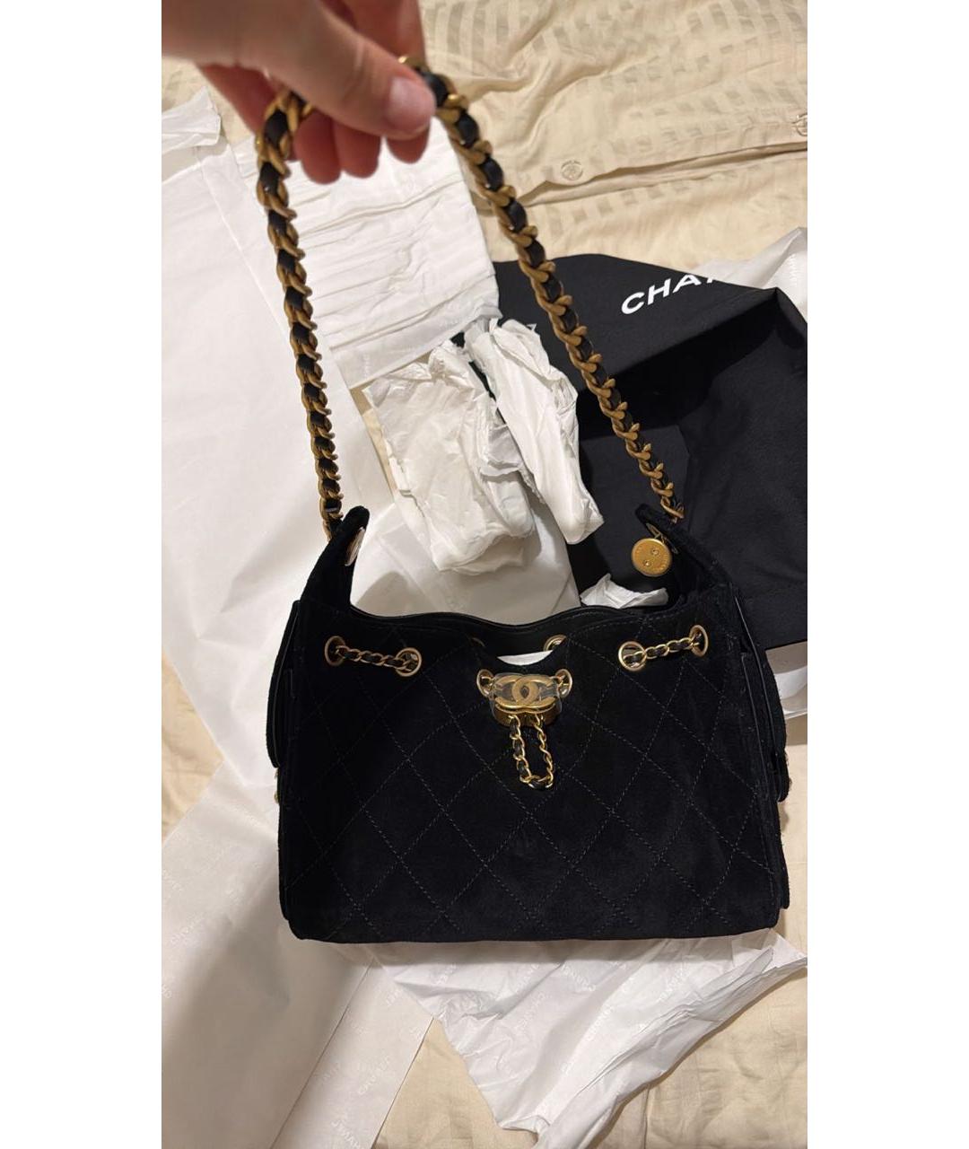 CHANEL Черная замшевая сумка тоут, фото 3