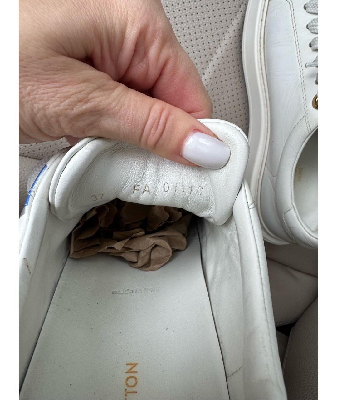 LOUIS VUITTON Белые кожаные кроссовки, фото 4