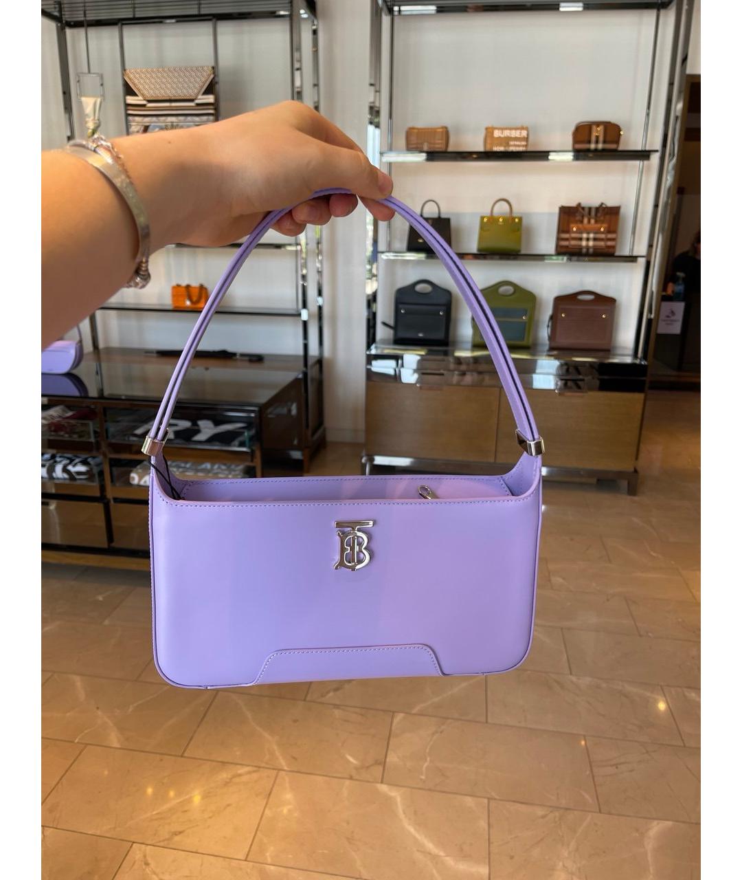 BURBERRY Фиолетовая кожаная сумка с короткими ручками, фото 3