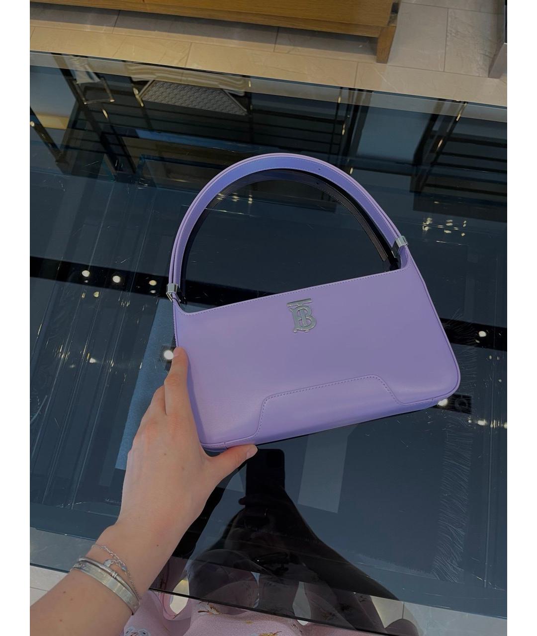 BURBERRY Фиолетовая кожаная сумка с короткими ручками, фото 2