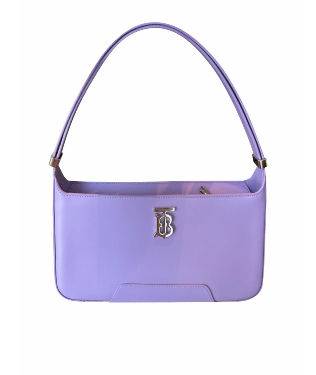BURBERRY Фиолетовая кожаная сумка с короткими ручками, фото 1