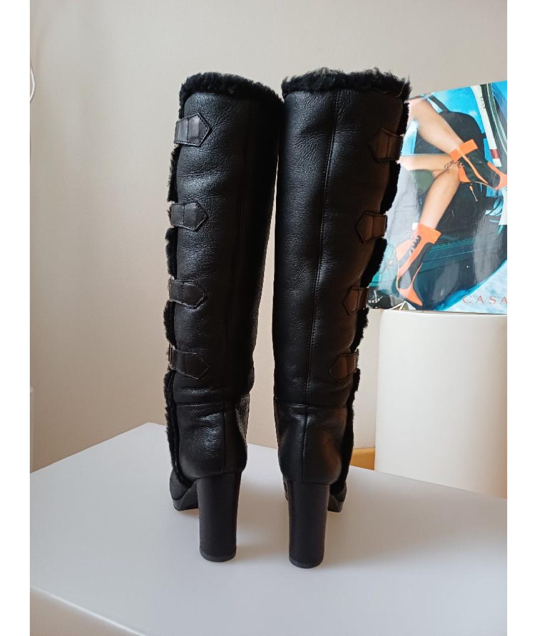 SERGIO ROSSI Черные кожаные сапоги, фото 7