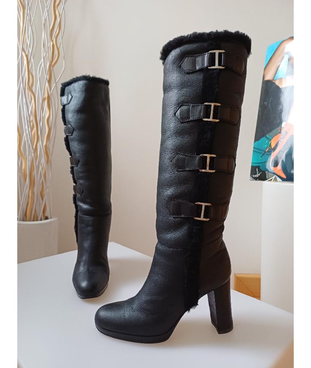 SERGIO ROSSI Черные кожаные сапоги, фото 3