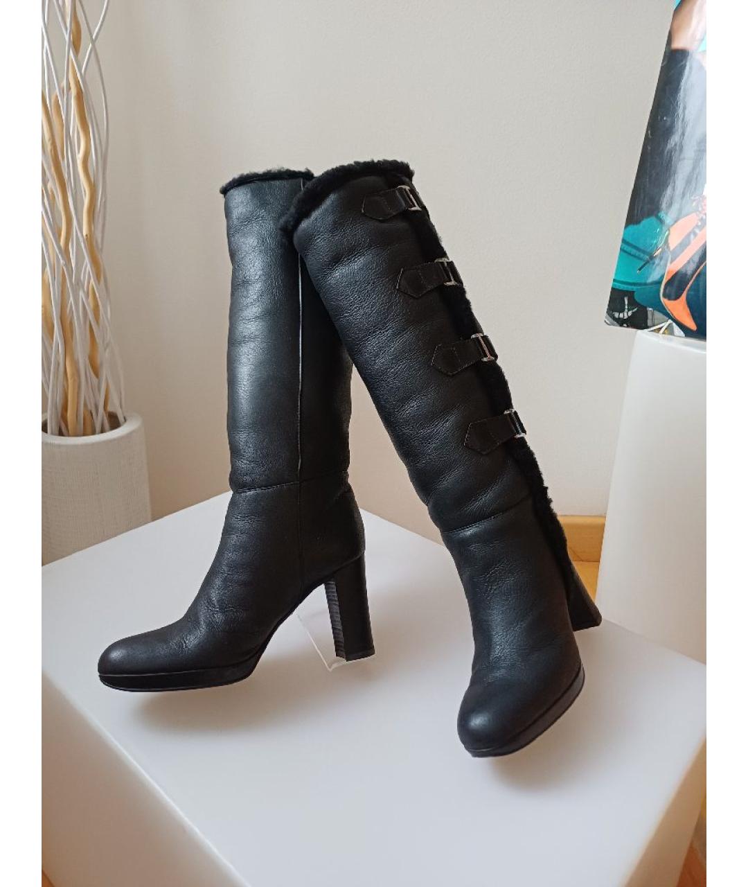 SERGIO ROSSI Черные кожаные сапоги, фото 5