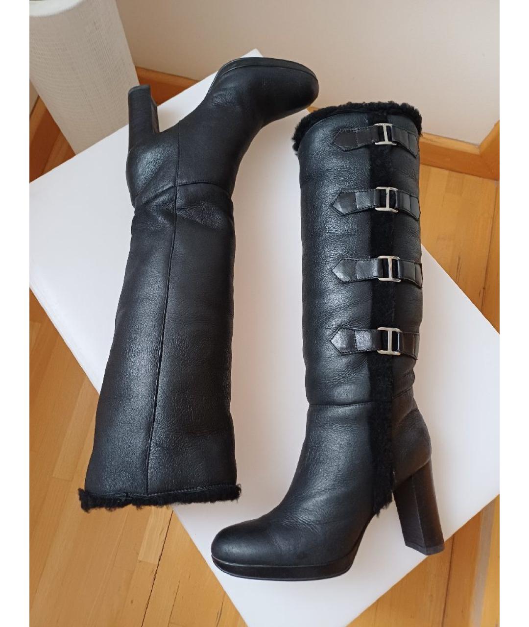 SERGIO ROSSI Черные кожаные сапоги, фото 4