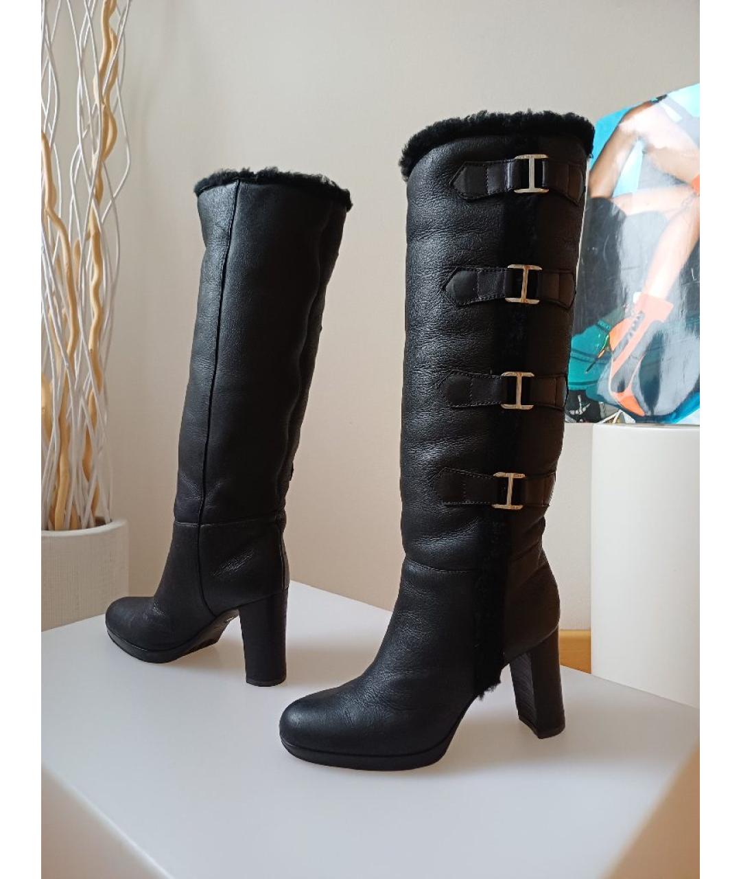 SERGIO ROSSI Черные кожаные сапоги, фото 2