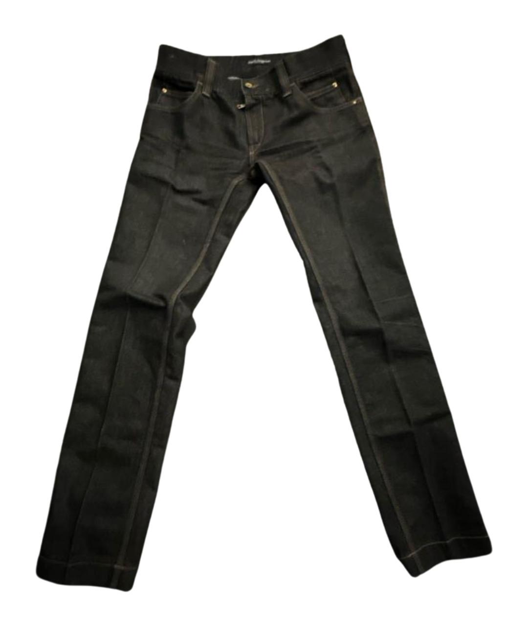 DOLCE&GABBANA Черные хлопковые прямые джинсы, фото 1