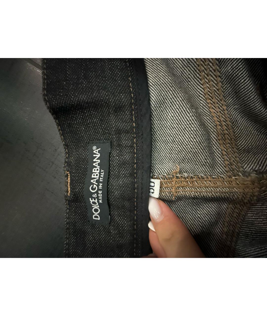 DOLCE&GABBANA Черные хлопковые прямые джинсы, фото 5