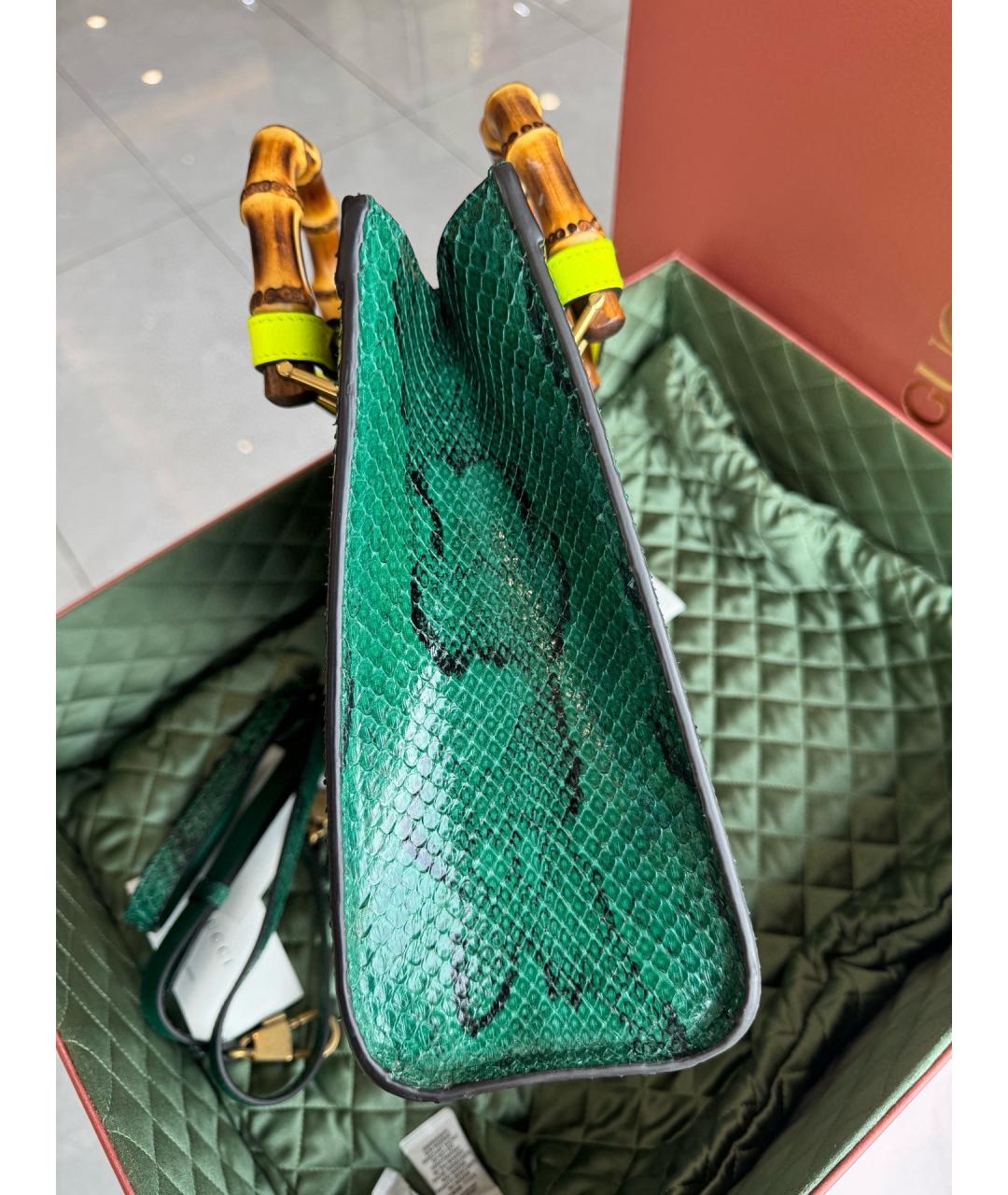 GUCCI Зеленая кожаная сумка тоут, фото 4