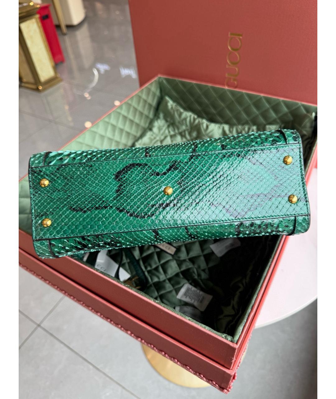 GUCCI Зеленая кожаная сумка тоут, фото 6