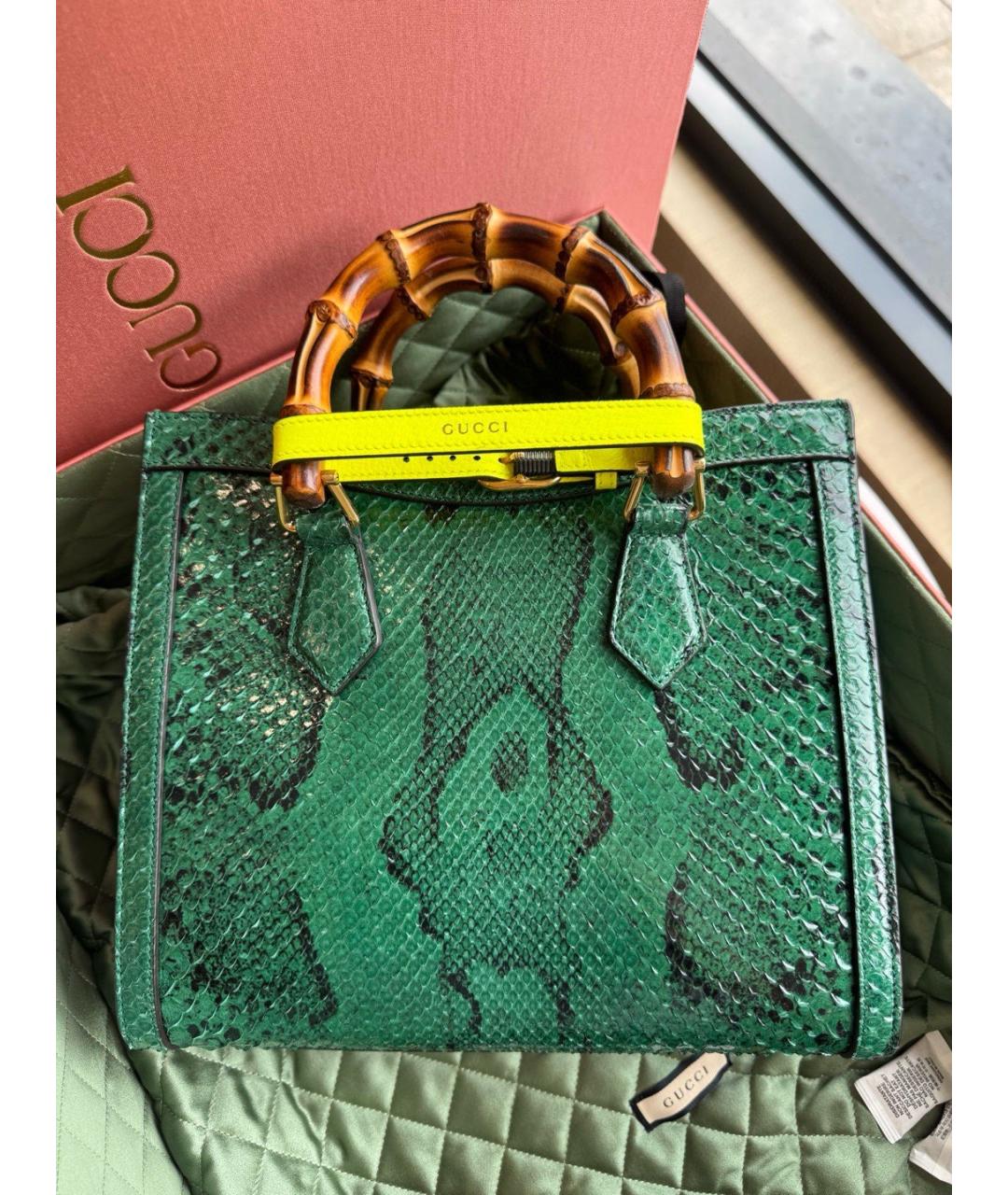 GUCCI Зеленая кожаная сумка тоут, фото 8