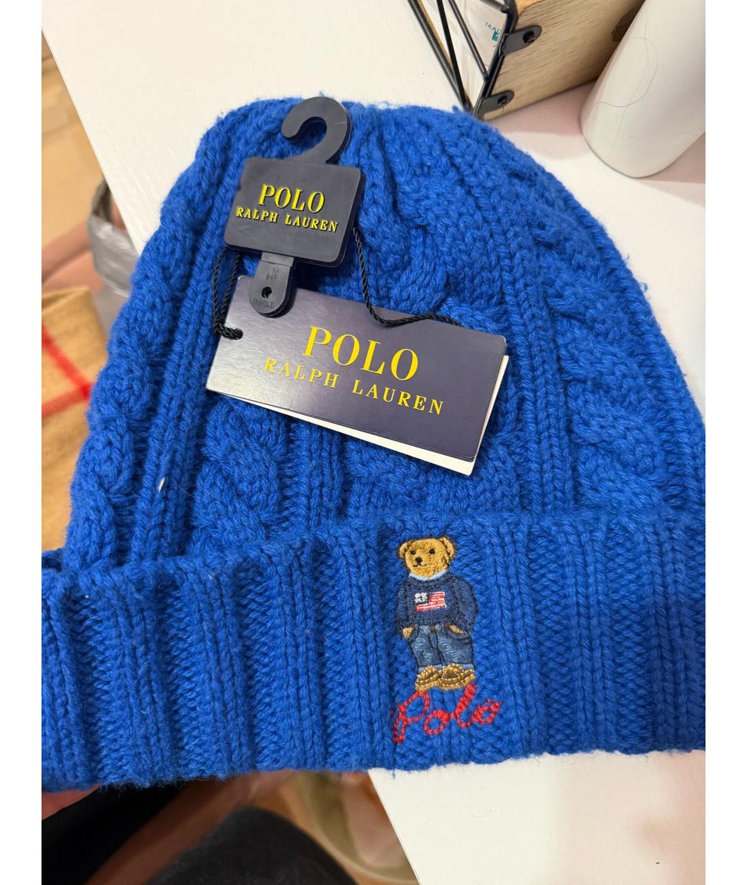 POLO RALPH LAUREN Синяя шерстяная шапка, фото 3