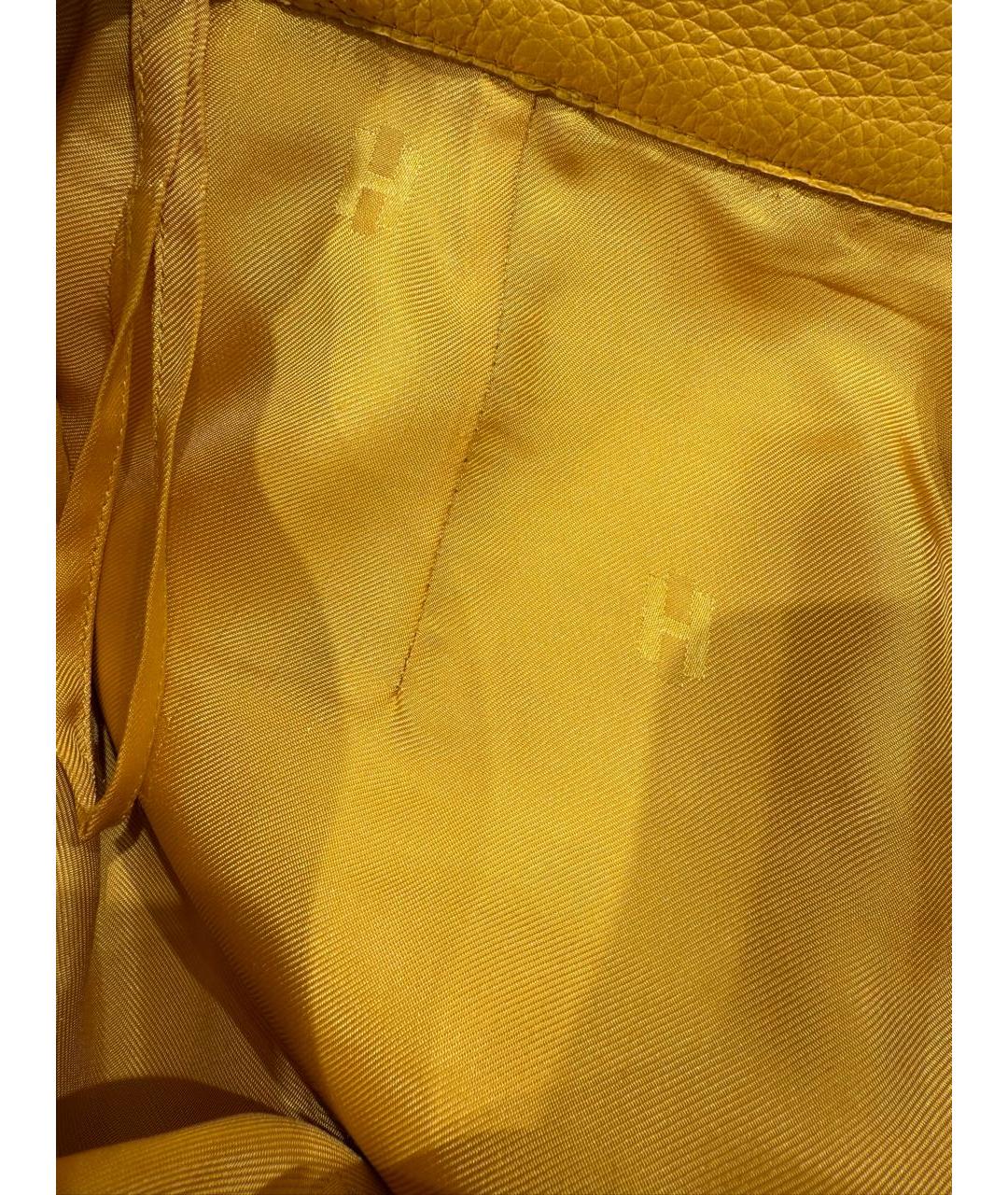 HERMES Горчичные кожаные шорты, фото 8