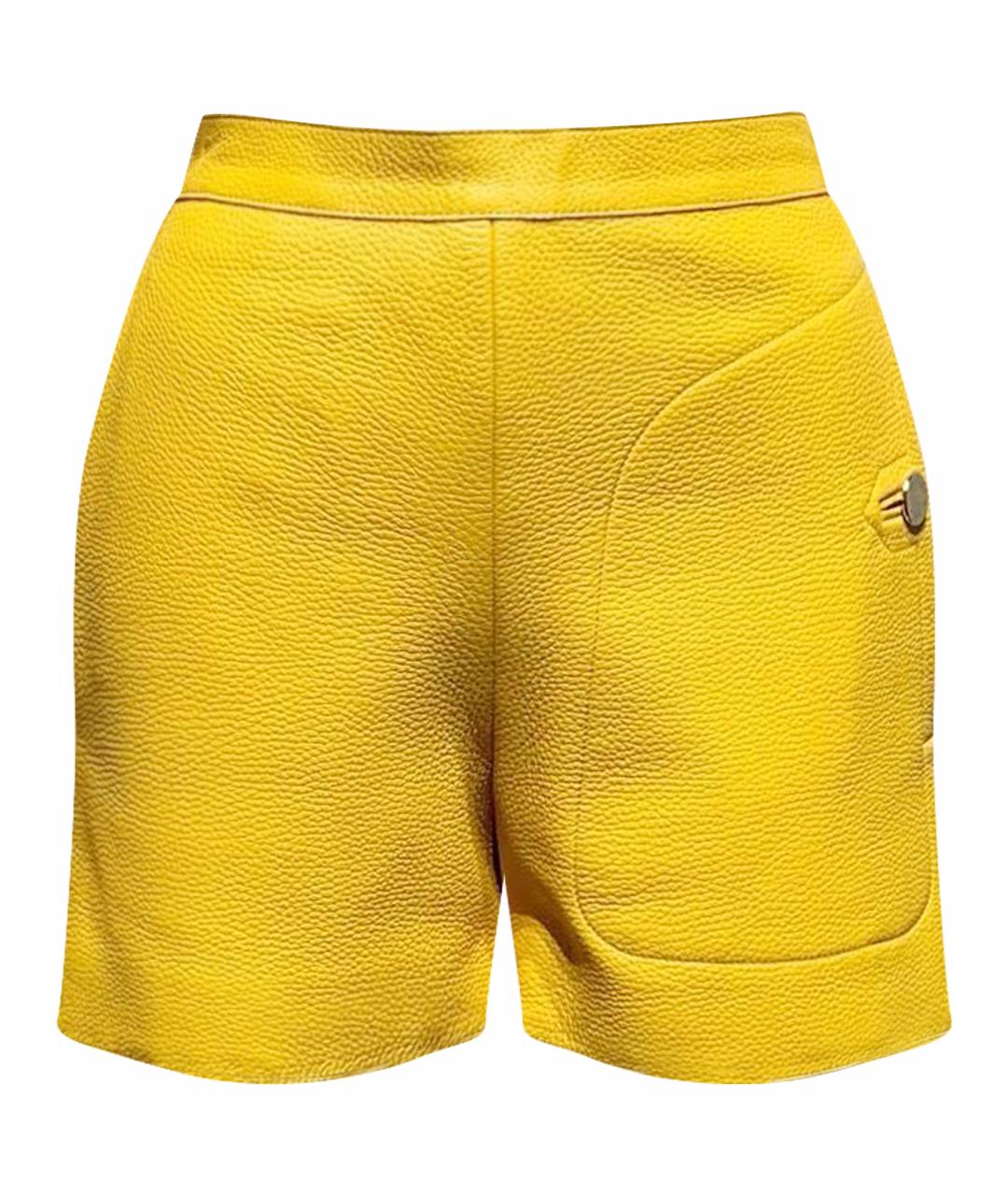 HERMES Горчичные кожаные шорты, фото 1