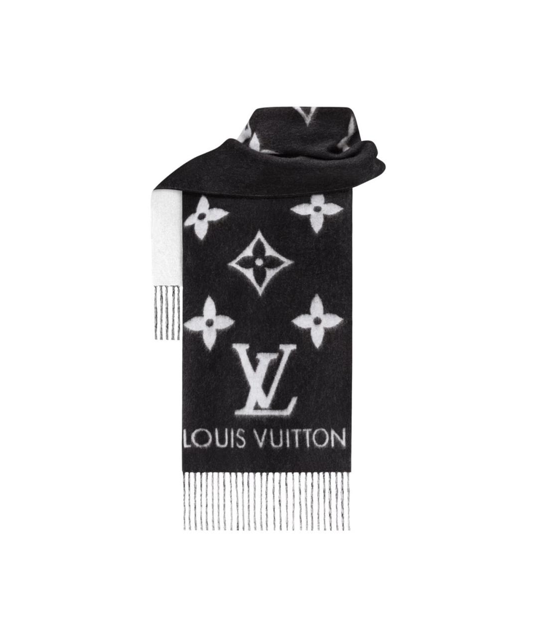 LOUIS VUITTON Черный кашемировый шарф, фото 2