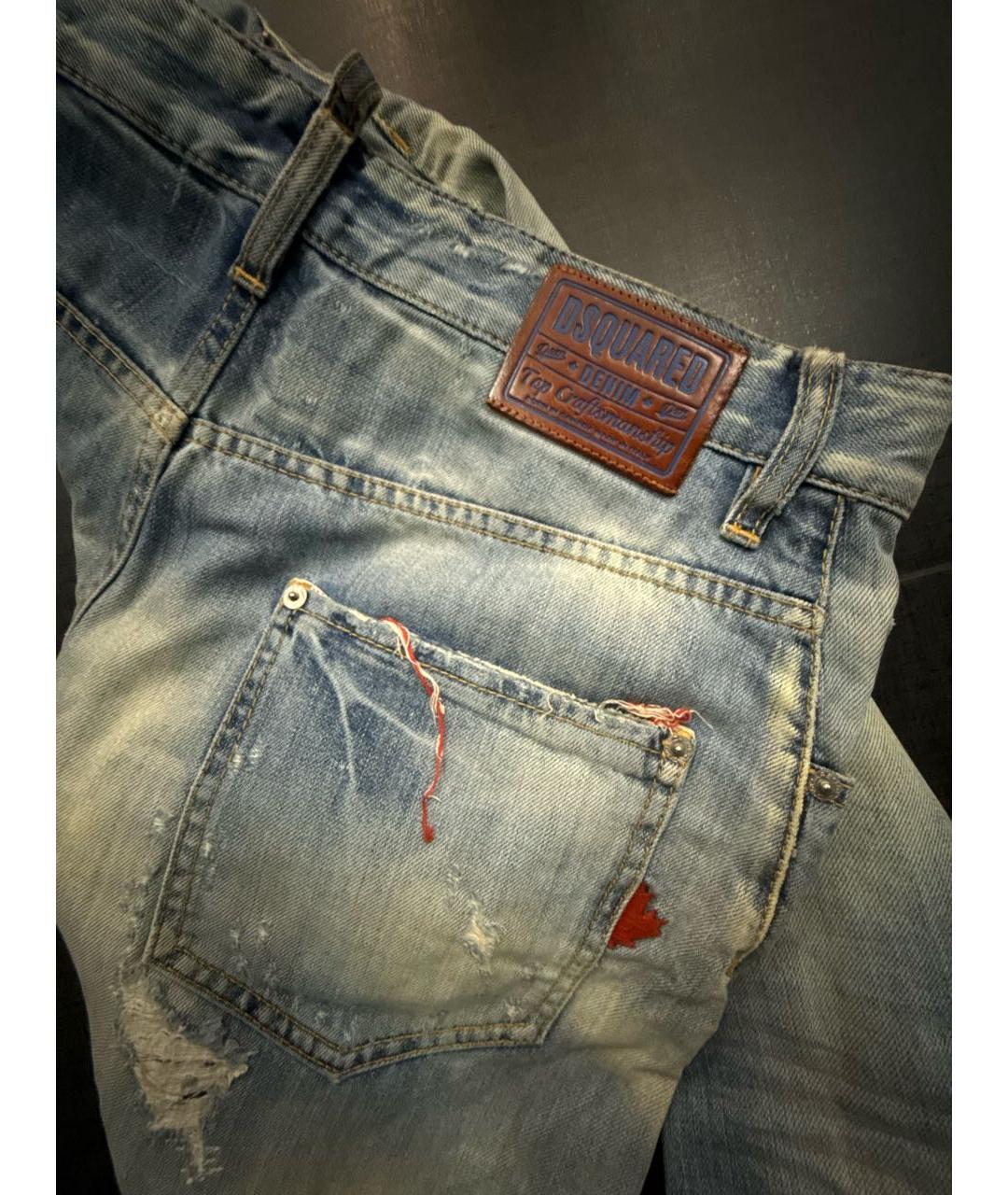 DSQUARED2 Голубые хлопковые прямые джинсы, фото 5