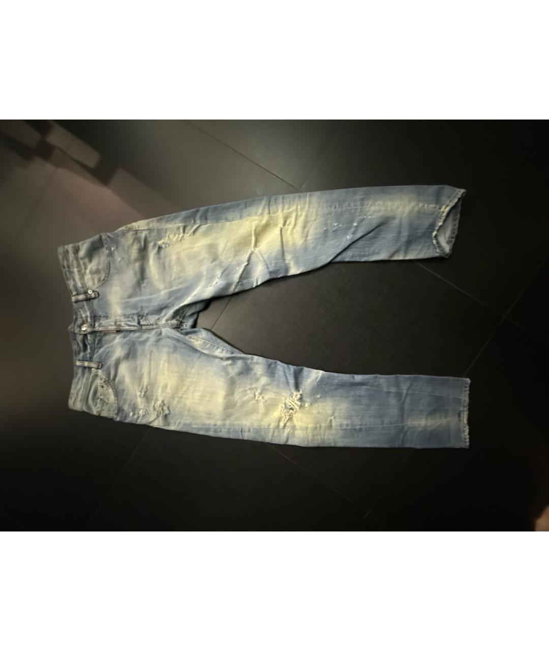 DSQUARED2 Голубые хлопковые прямые джинсы, фото 7