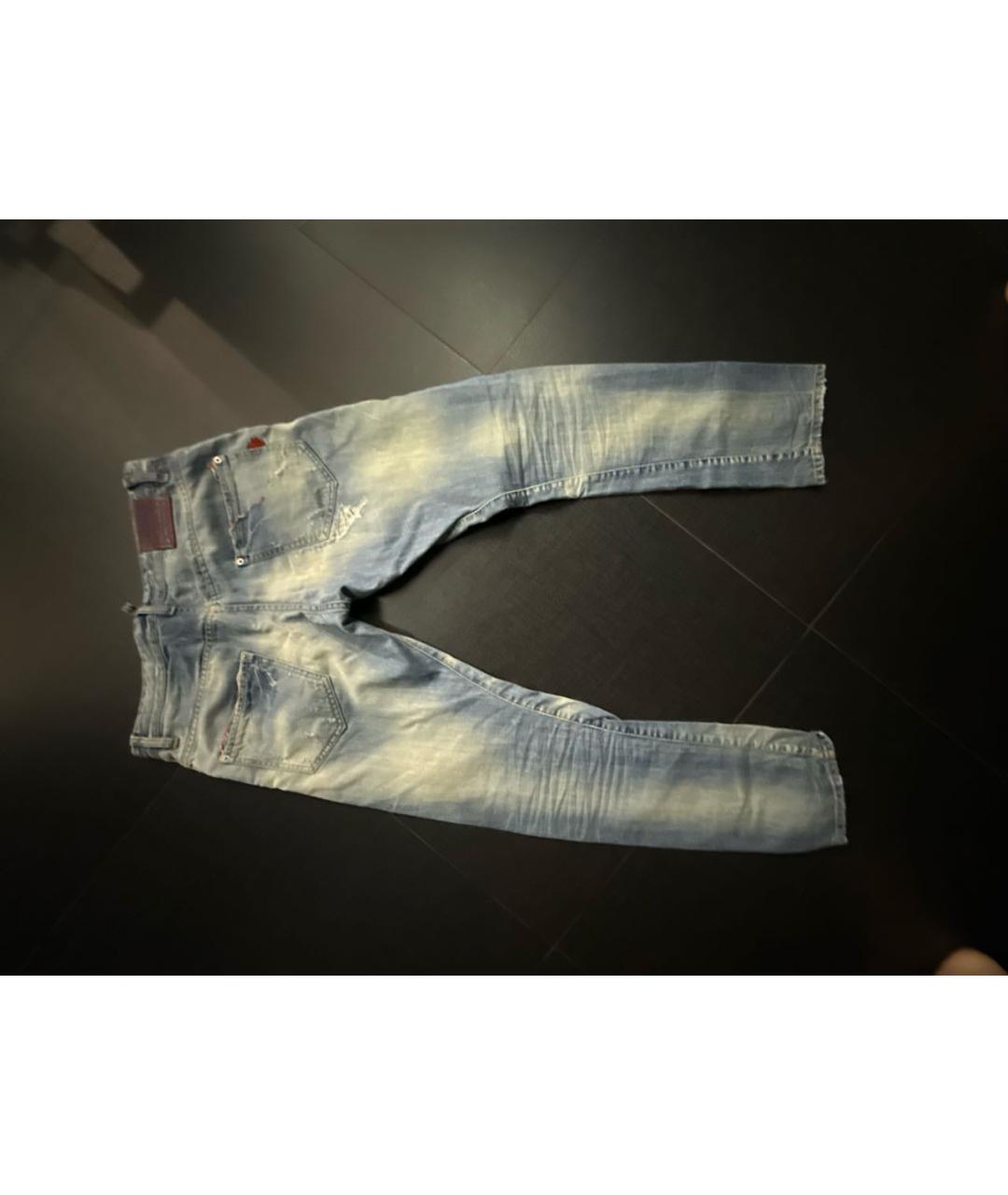 DSQUARED2 Голубые хлопковые прямые джинсы, фото 2