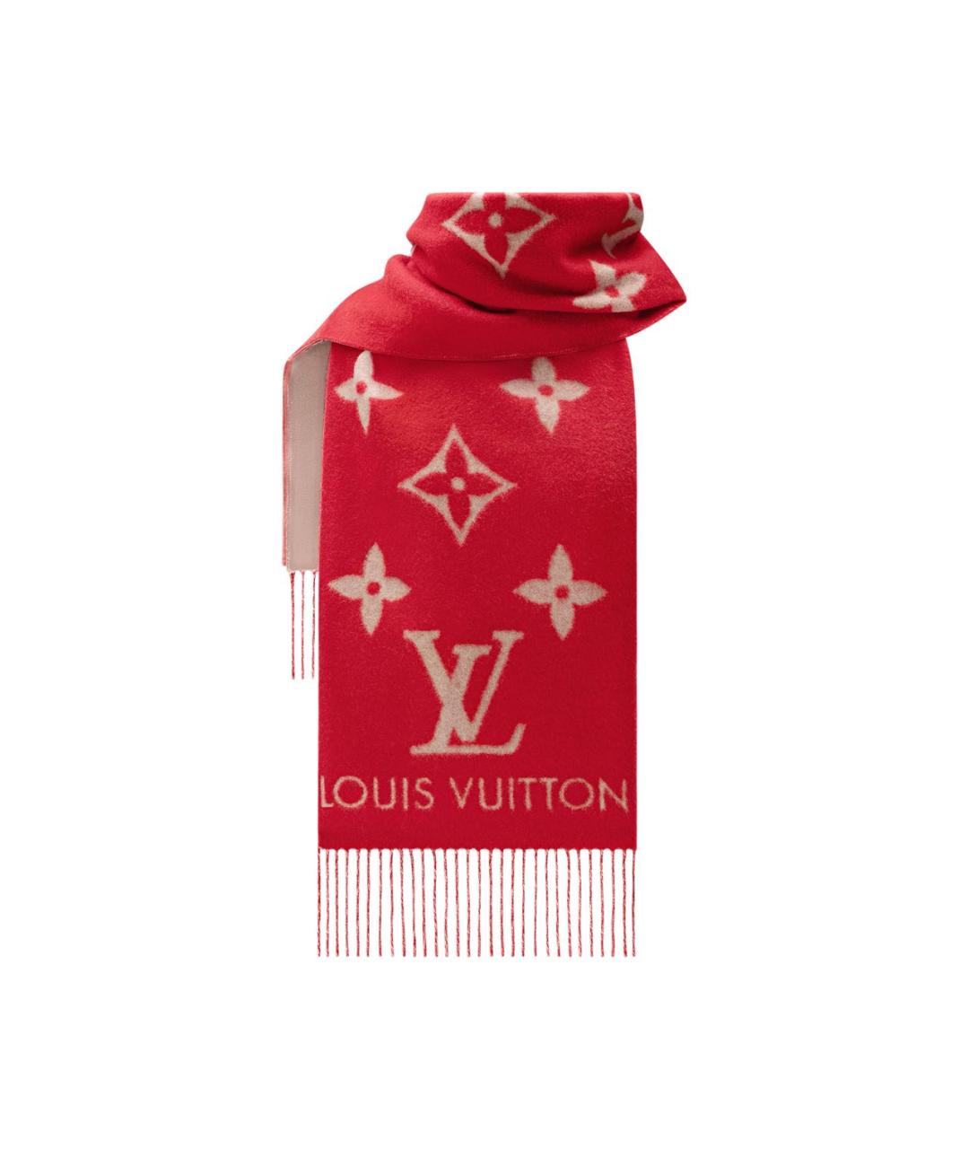LOUIS VUITTON Красный кашемировый шарф, фото 4