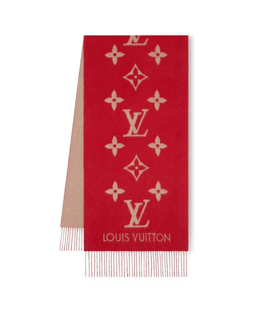 LOUIS VUITTON Красный кашемировый шарф, фото 1