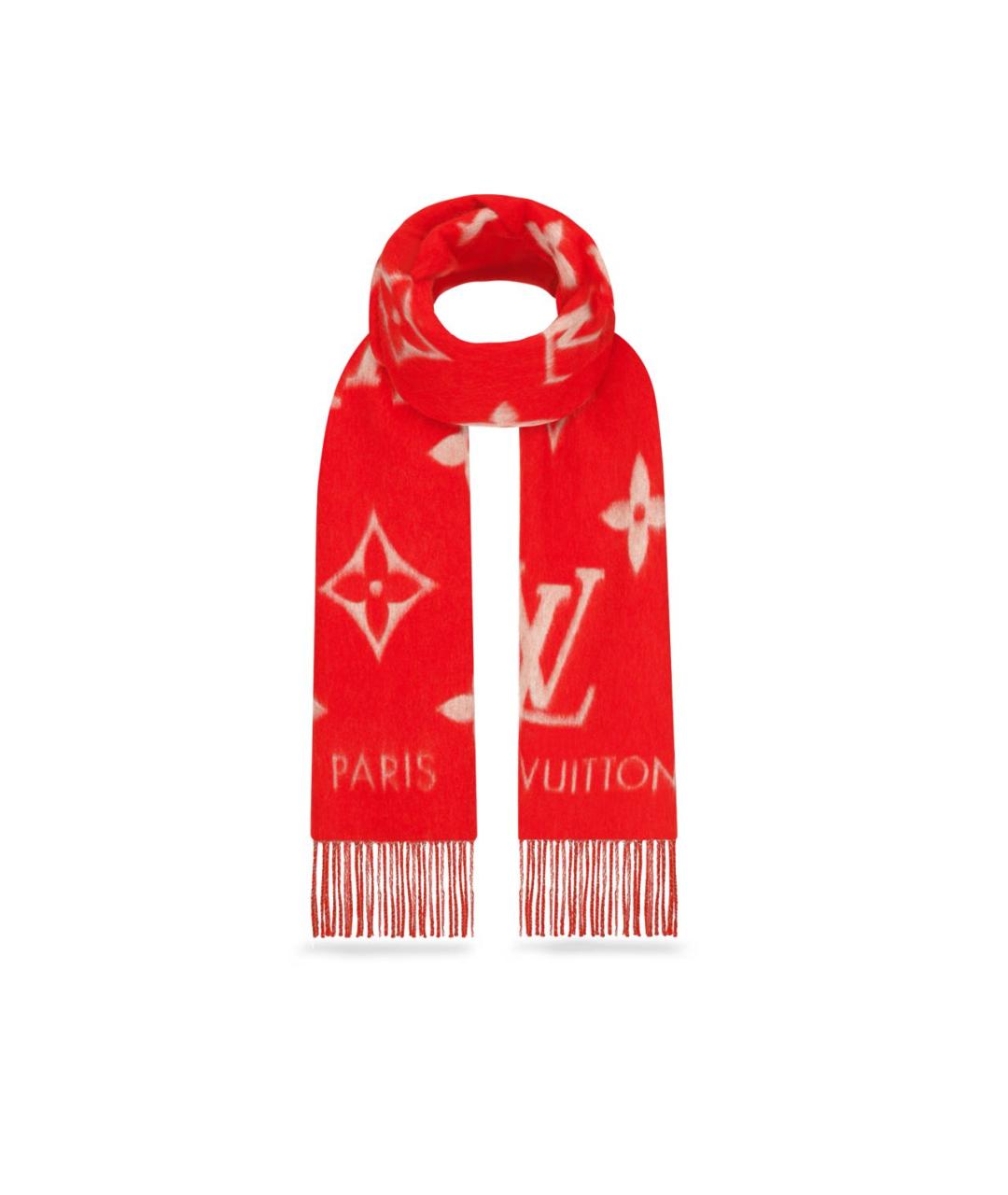 LOUIS VUITTON Красный кашемировый шарф, фото 3