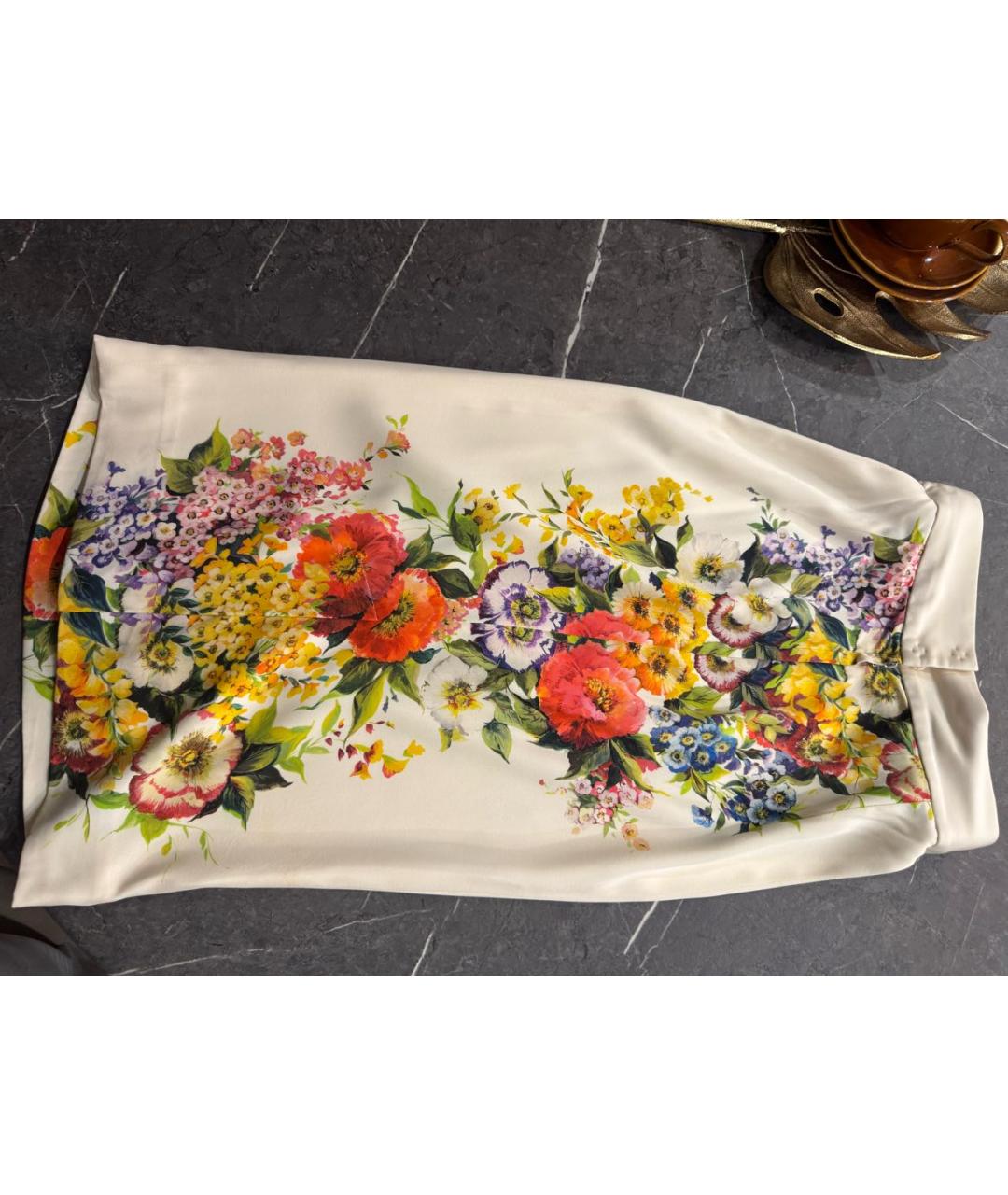 DOLCE&GABBANA Мульти шелковая юбка миди, фото 2