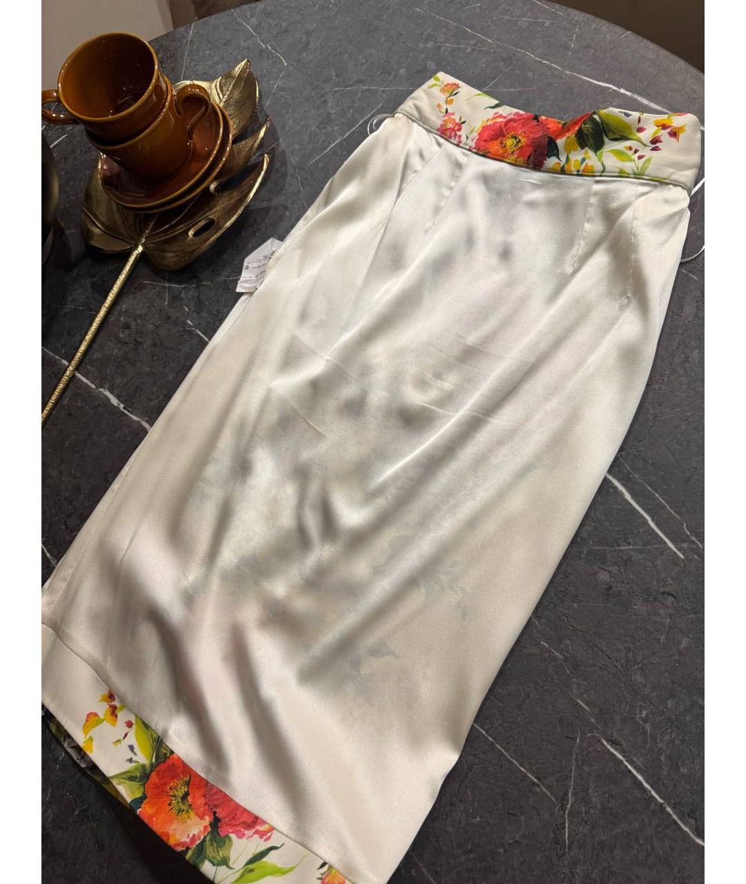 DOLCE&GABBANA Мульти шелковая юбка миди, фото 8