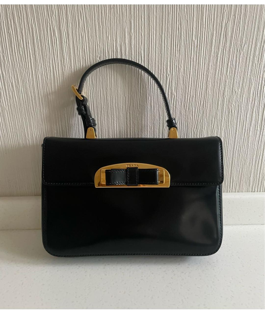 PRADA Черная кожаная сумка с короткими ручками, фото 9