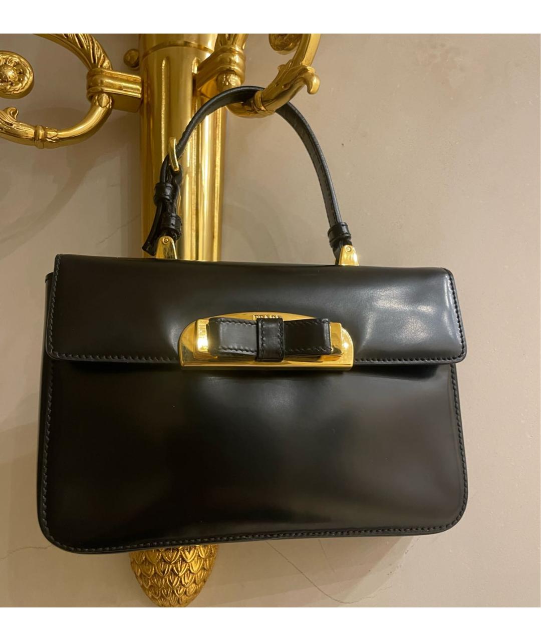 PRADA Черная кожаная сумка с короткими ручками, фото 8