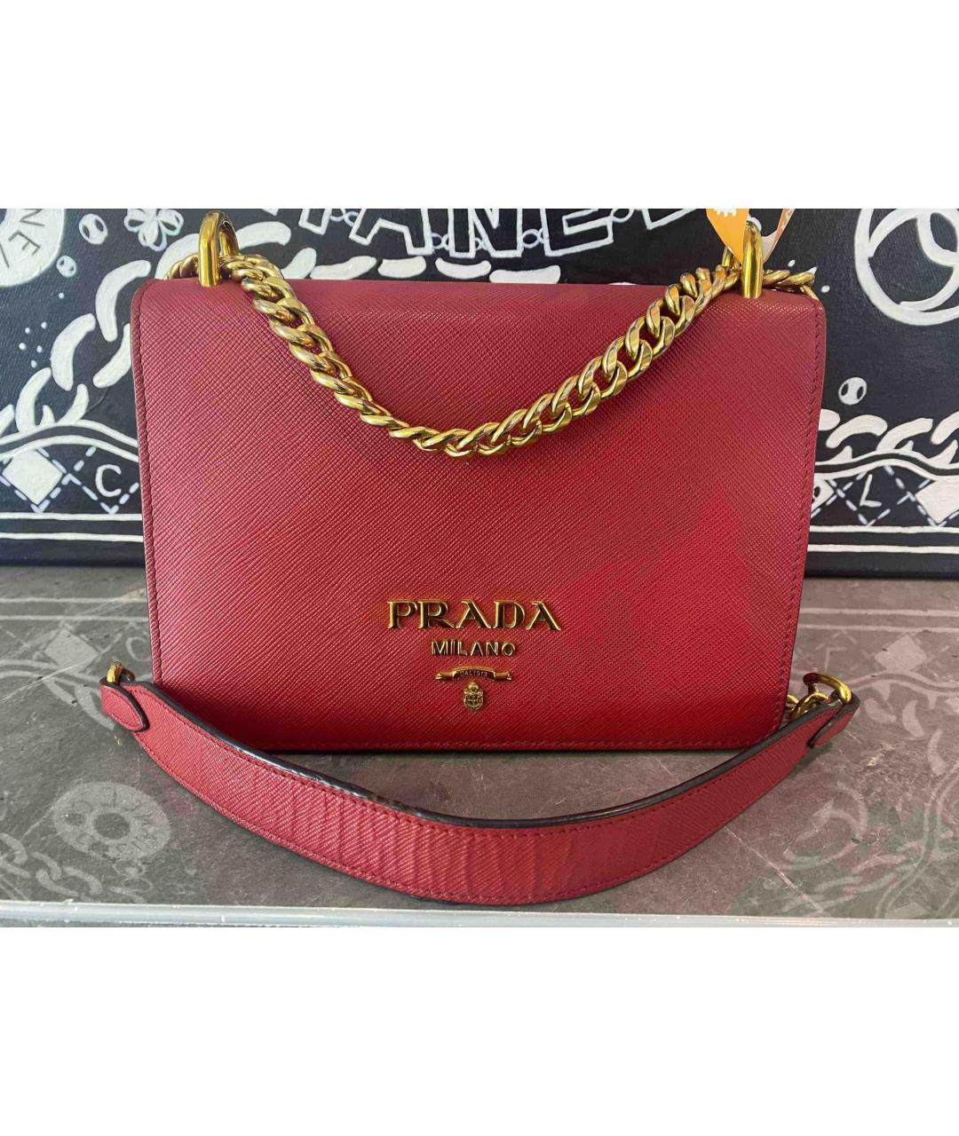 PRADA Красная кожаная сумка через плечо, фото 9