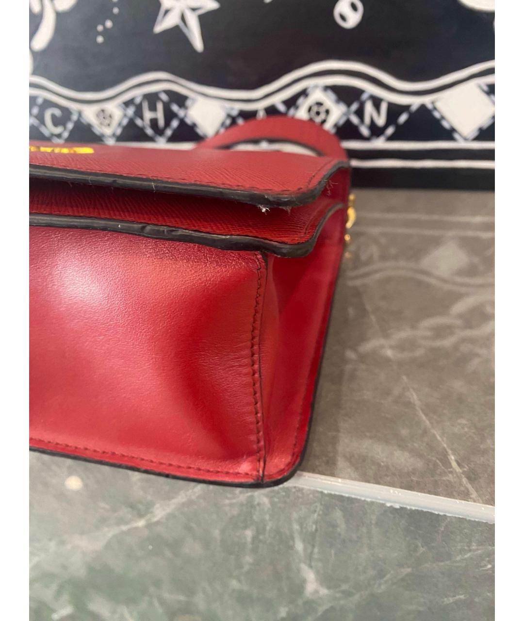 PRADA Красная кожаная сумка через плечо, фото 5