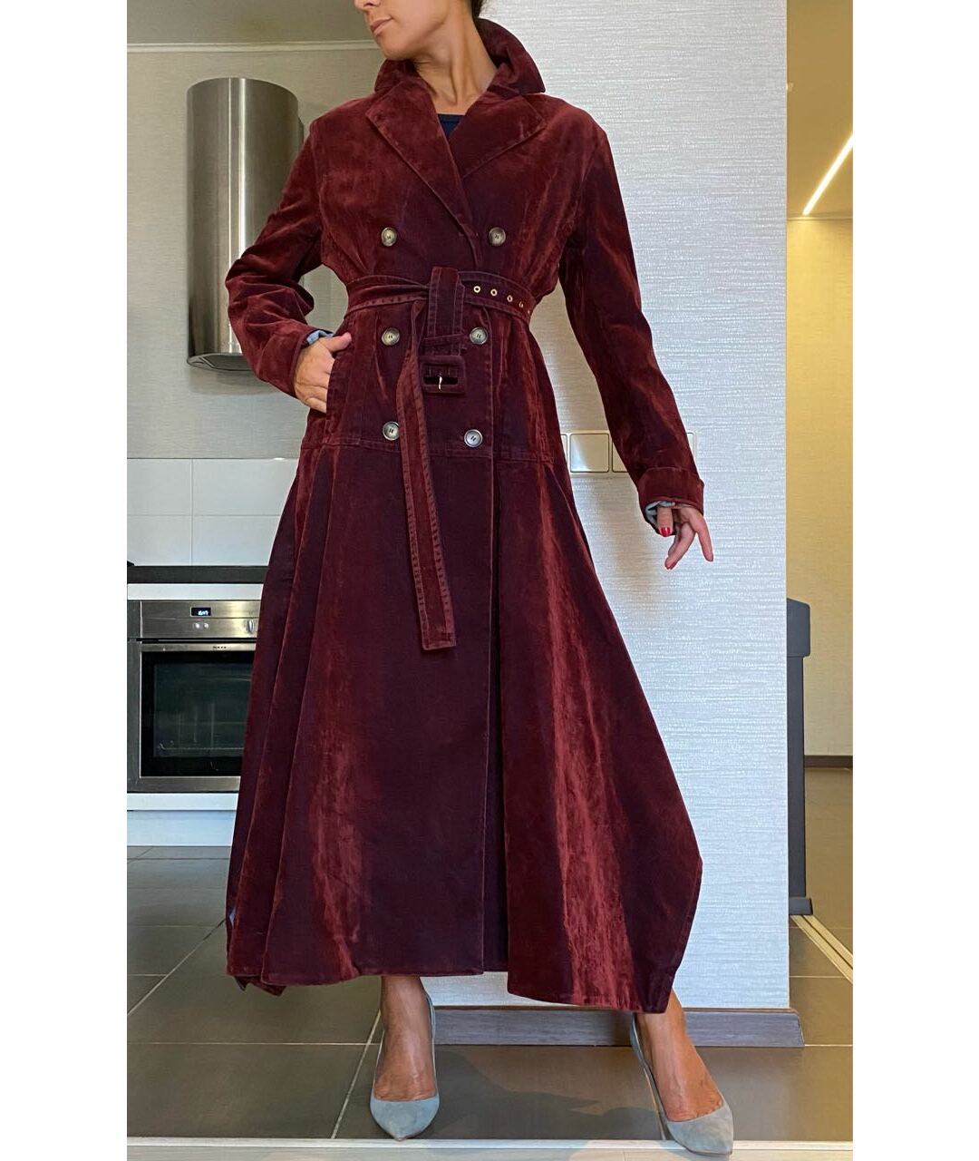 SPORTMAX Бордовое пальто, фото 4