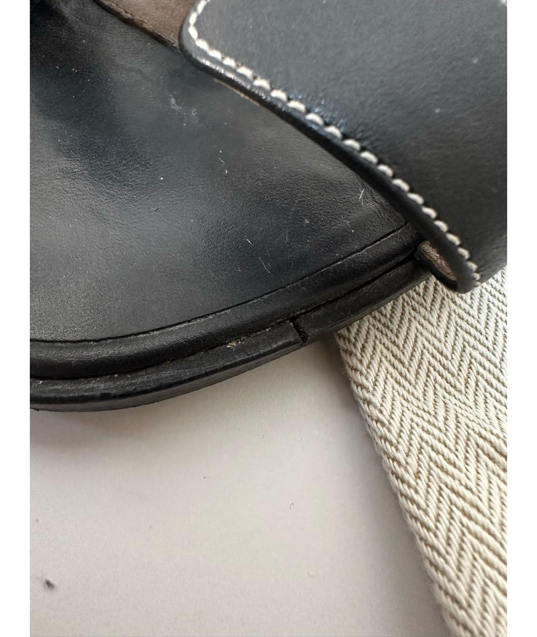 HERMES Черные кожаные шлепанцы, фото 7